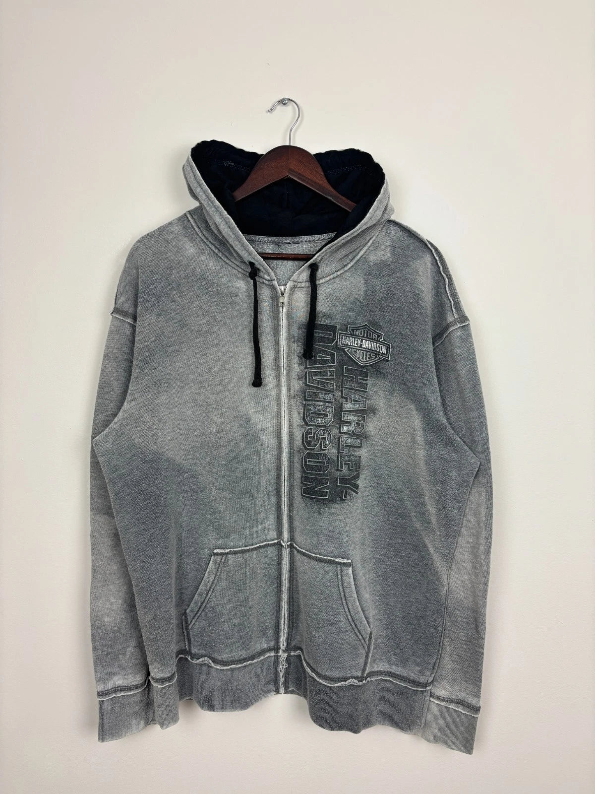 Vintage Y2K Harley Davidson Sweater - Gray - Size XL - Motorcycle Graphic Hoodie