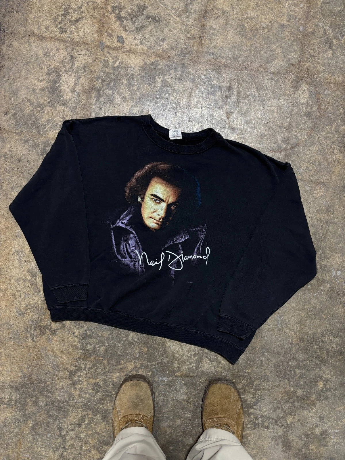 Vintage 1990s Neil Diamond Sweatshirt - Graphic Music Sweater - Size XL - Black
