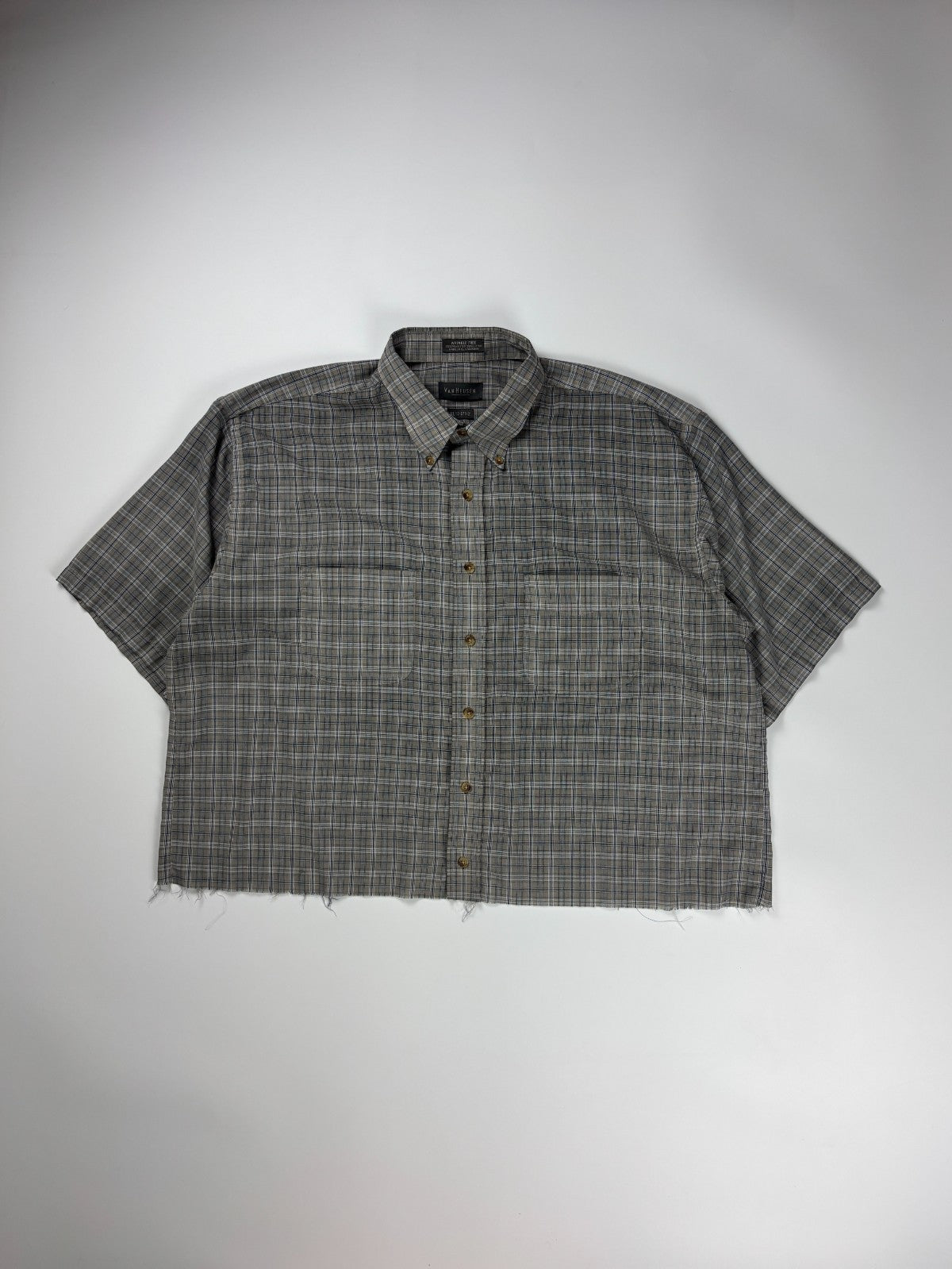 Vintage Van Heusen Plaid Cropped Button Up Shirt