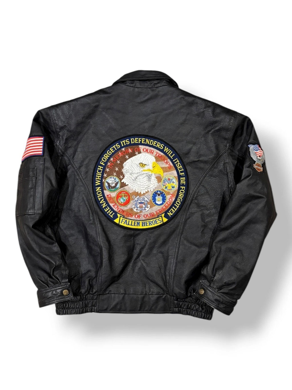 Vintage American Black Leather Jacket - XL - Insulated Bomber Coat