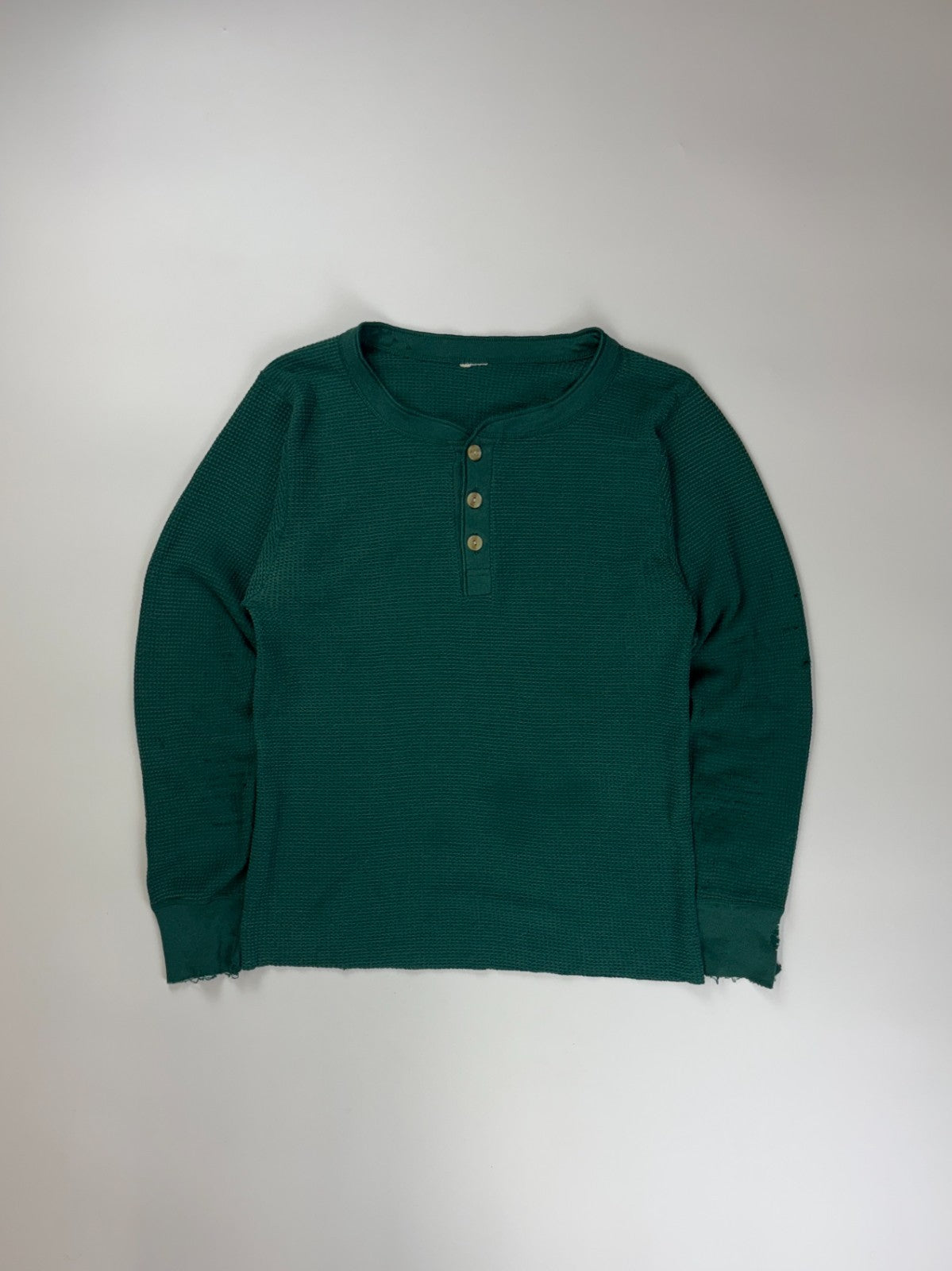 Vintage Cropped Henley Thermal Shirt
