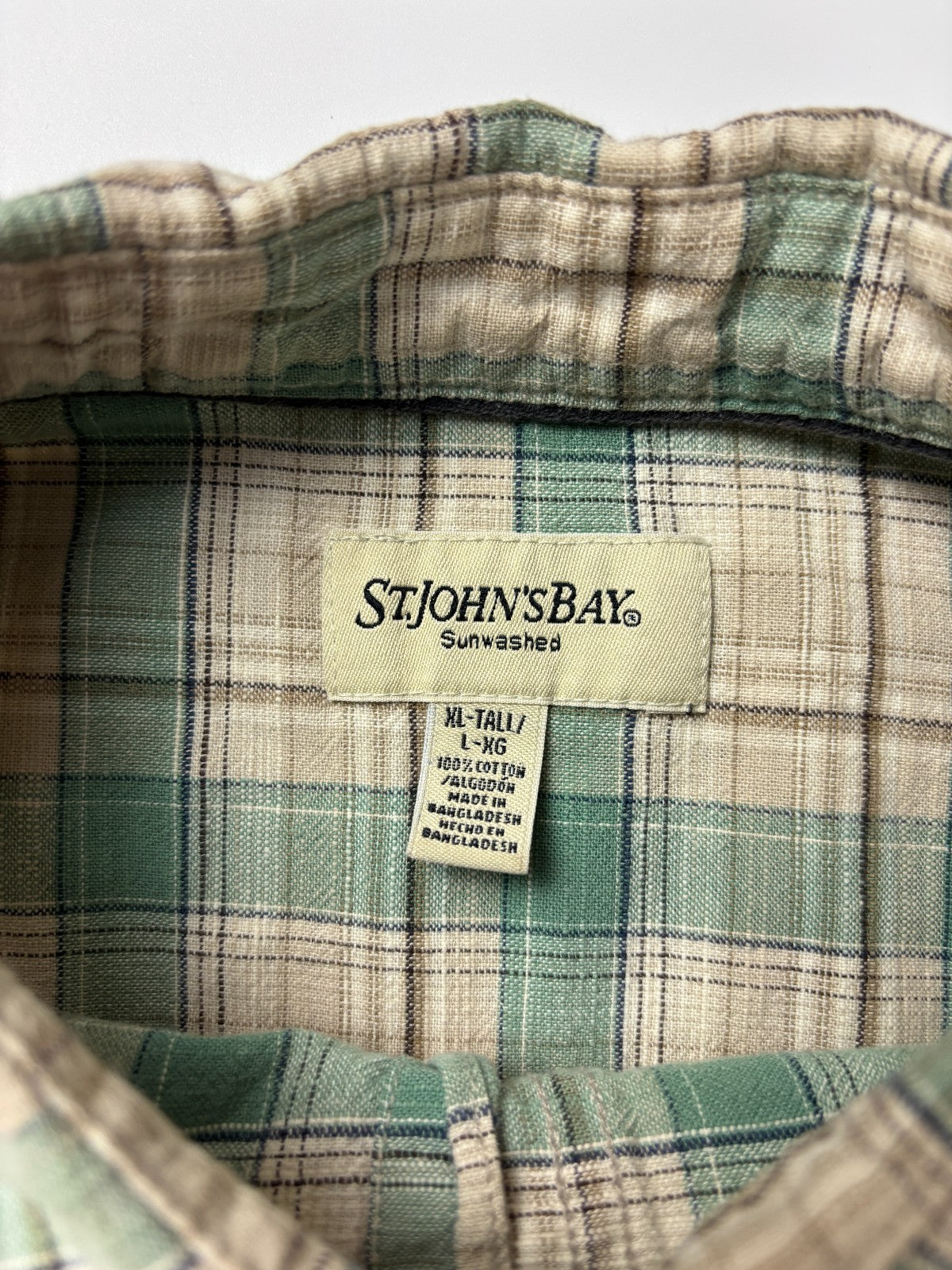 Vintage St Johns Bay Plaid Cropped Button Up Shirt