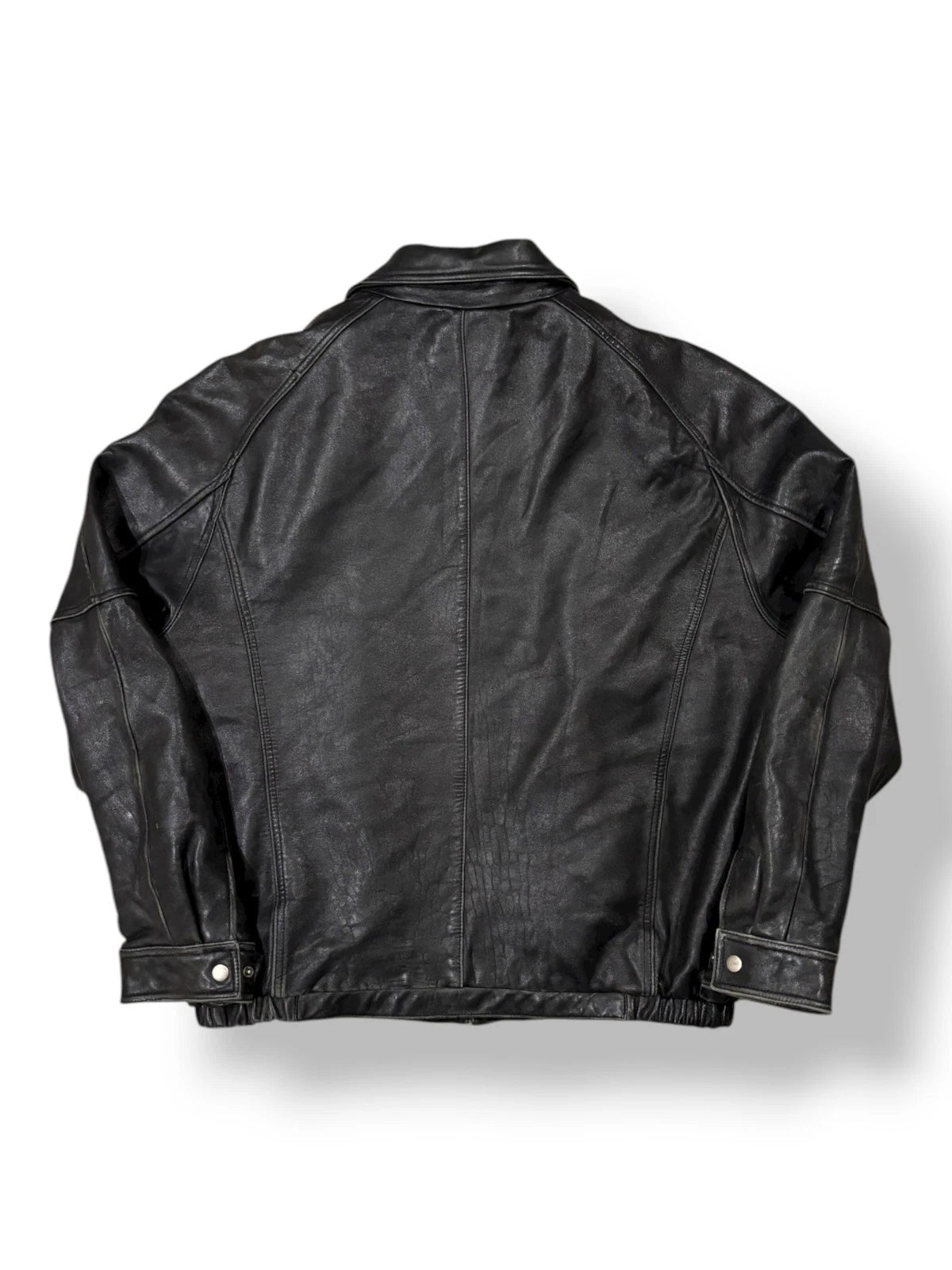 Vintage Black Pelle Leather Jacket - XL - Insulated Bomber Coat