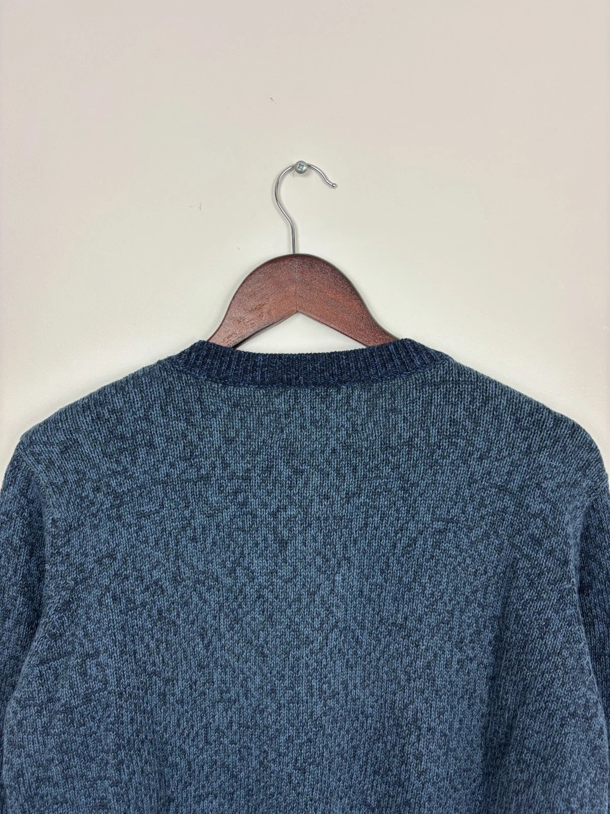 Vintage 1990s Blue Cute Hearts Knit Sweater - Grandma Button Up - Size Small