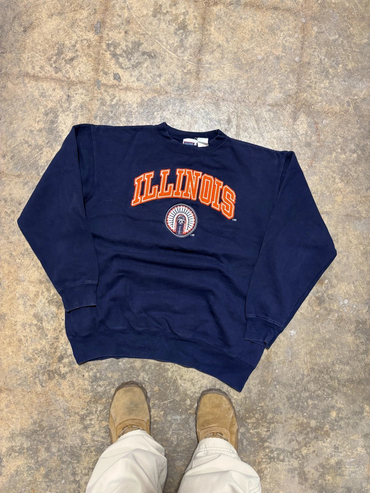Vintage Illinois University Sweatshirt - NCAA Collegiate Sweater - Size Large