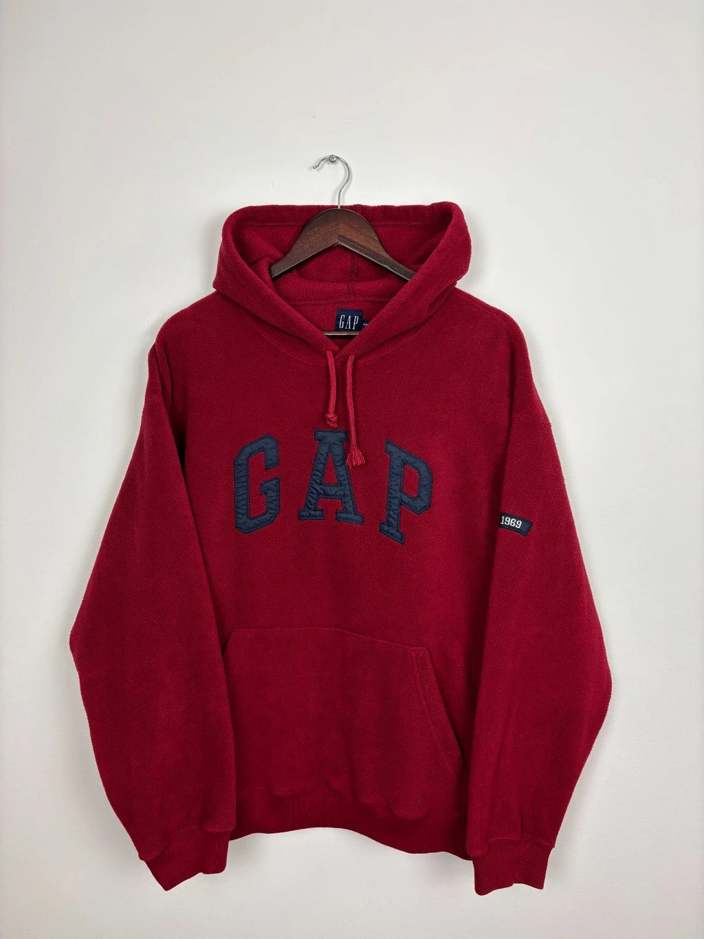 Vintage Red Gap Fleece Hoodie - Medium - Winter Warm & Soft Sweater