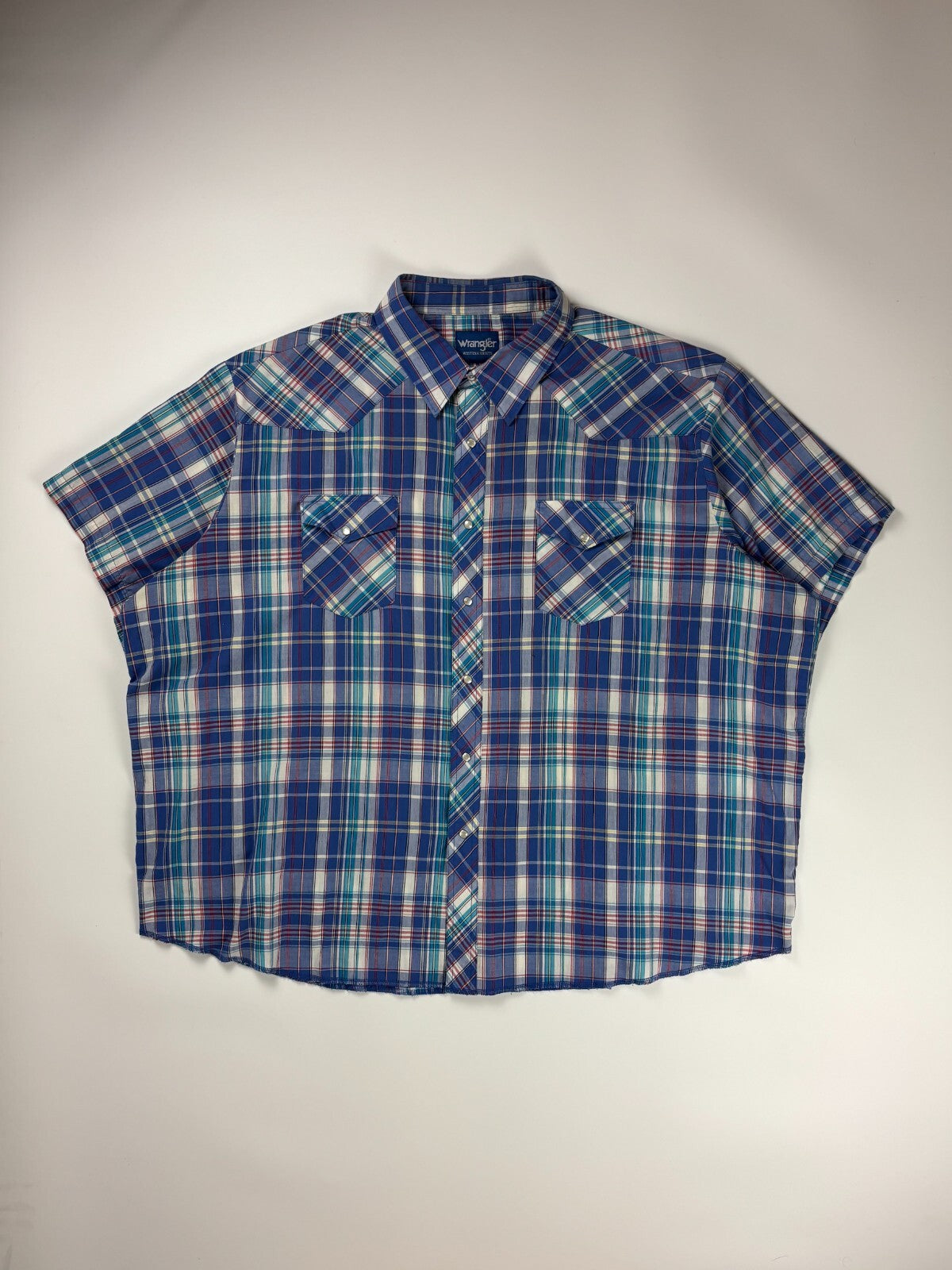 Vintage Wrangler Western Plaid Cropped Button Up Shirt