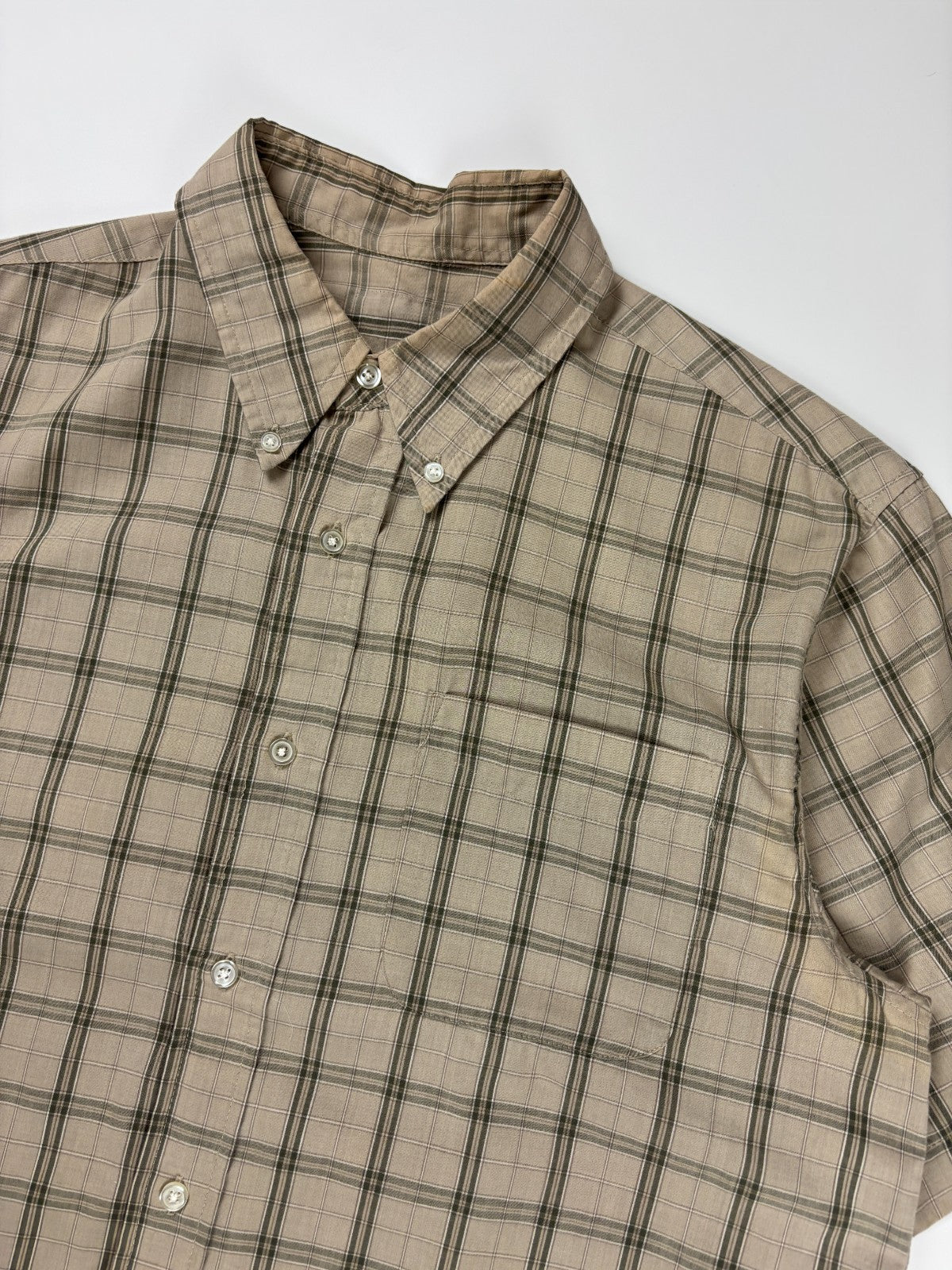 Vintage Plaid Cropped Button Up Shirt