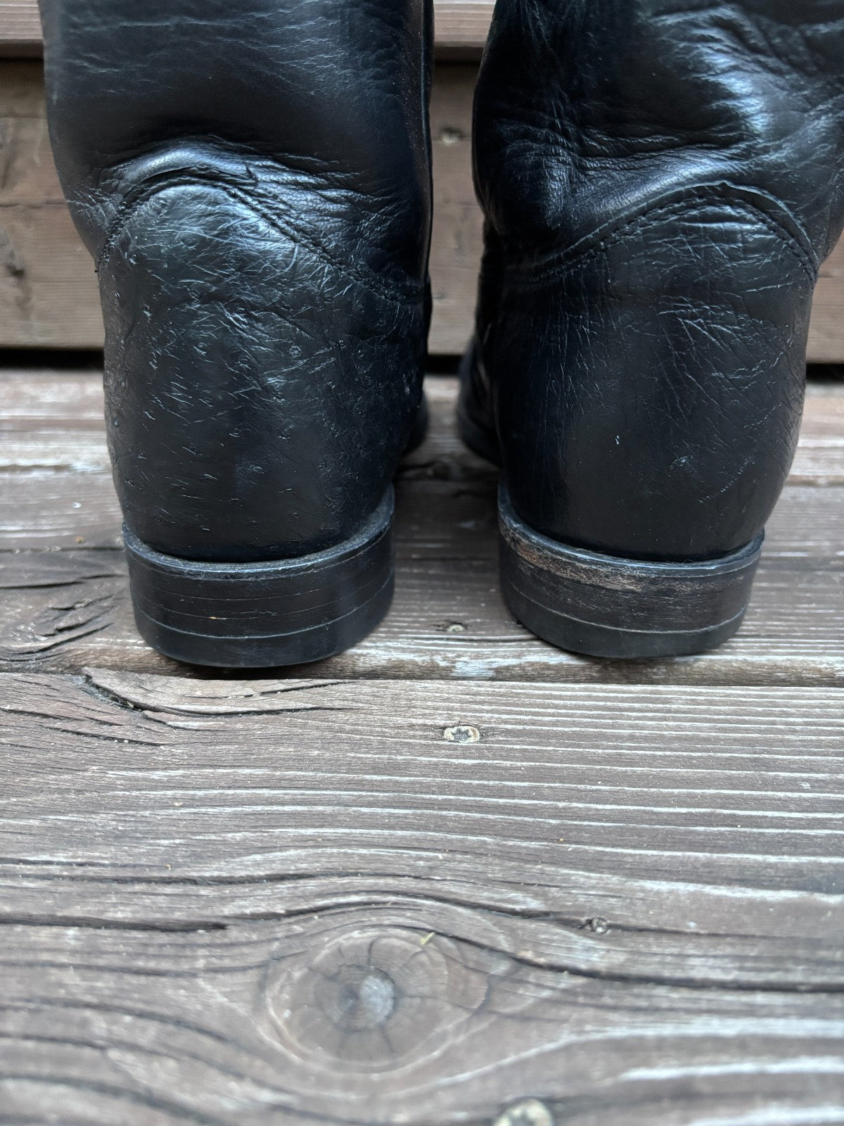 Vintage Justin Smooth Ostrich Roper Cowboy Boots