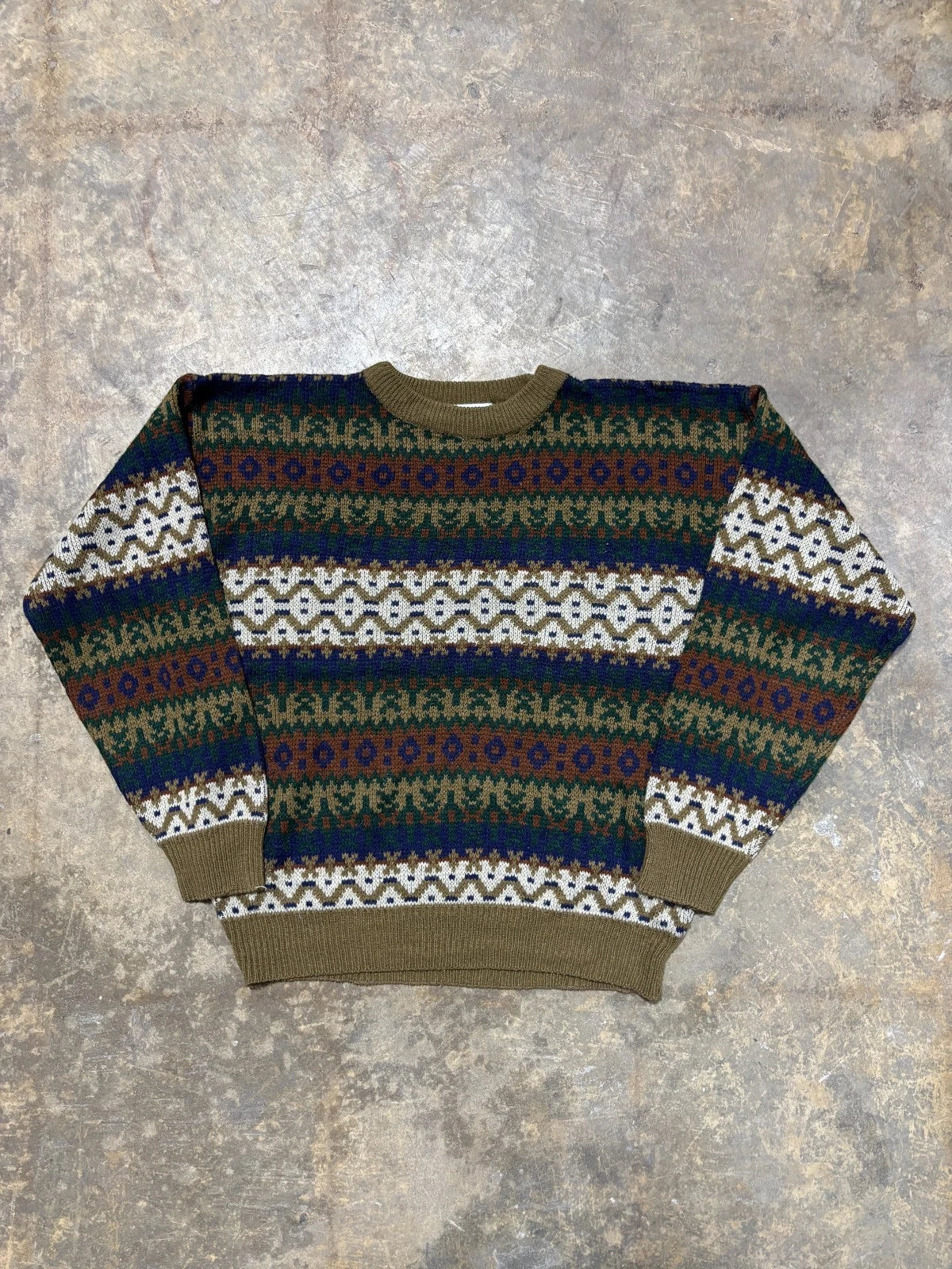 Vintage Functionals Pullover Knit Sweater / Size Large / Abstract Multi Colour