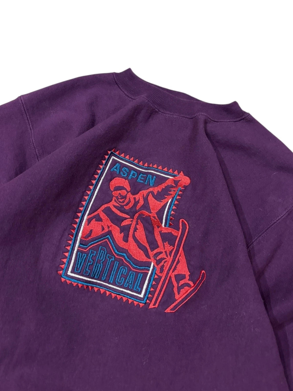 Vintage 1990s Champion Reverse Weave Sweatshirt - Large - Aspen Skiing Purple