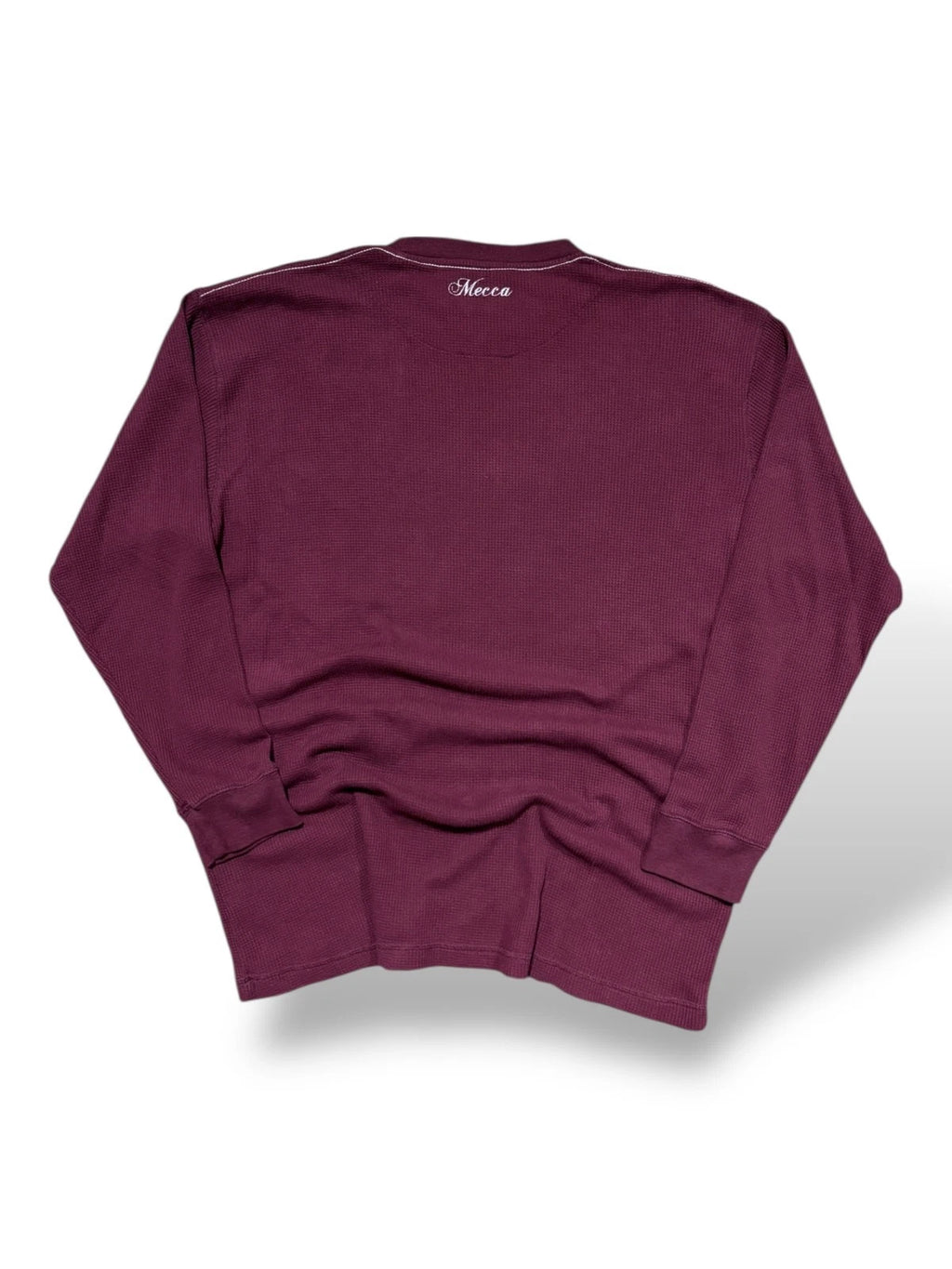 Vintage Y2K Mecca Thermal Long Sleeve Shirt - XL - Burgundy Skatewear