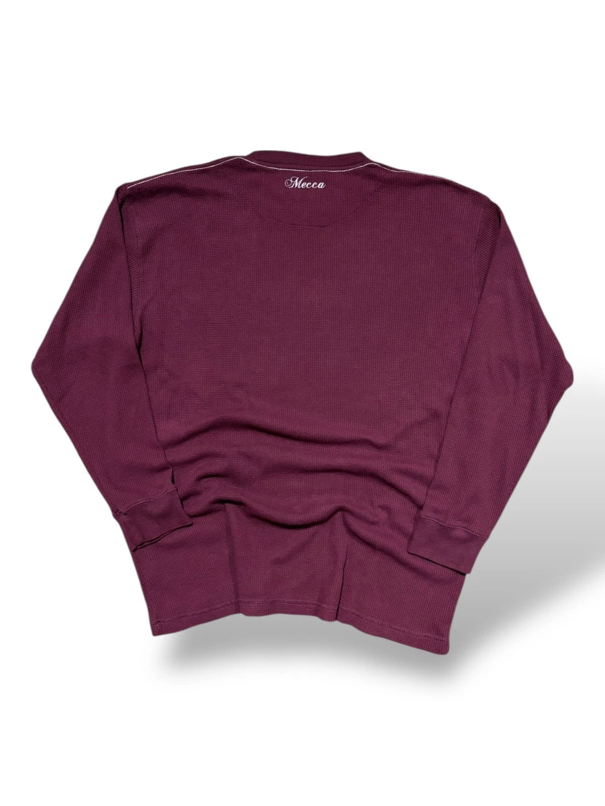 Vintage Y2K Mecca Thermal Long Sleeve Shirt - XL - Burgundy Skatewear