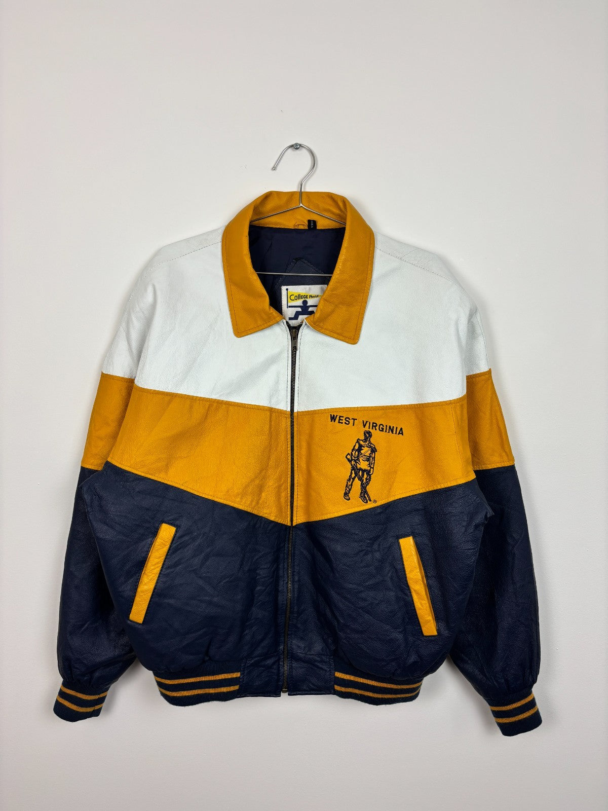 1990s Vintage West Virginia Mountaineers Leather Jacket