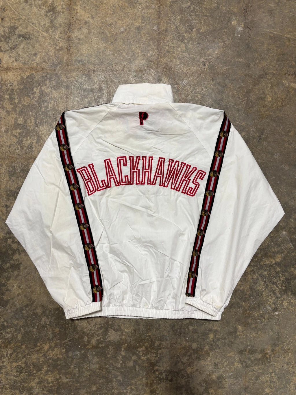 Vintage 1990s Chicago Blackhawks Jacket / Pro Player Zip Up / NHL Hockey / White