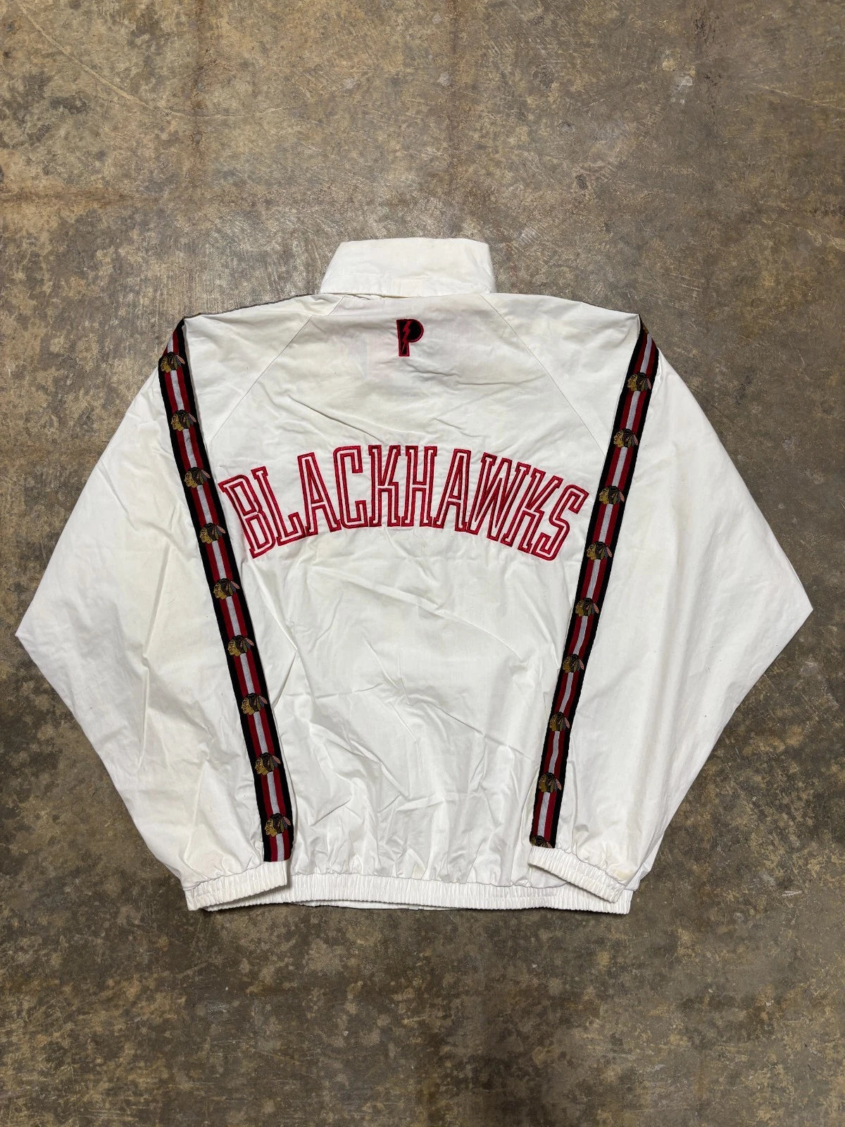 Vintage 1990s Chicago Blackhawks Jacket / Pro Player Zip Up / NHL Hockey / White