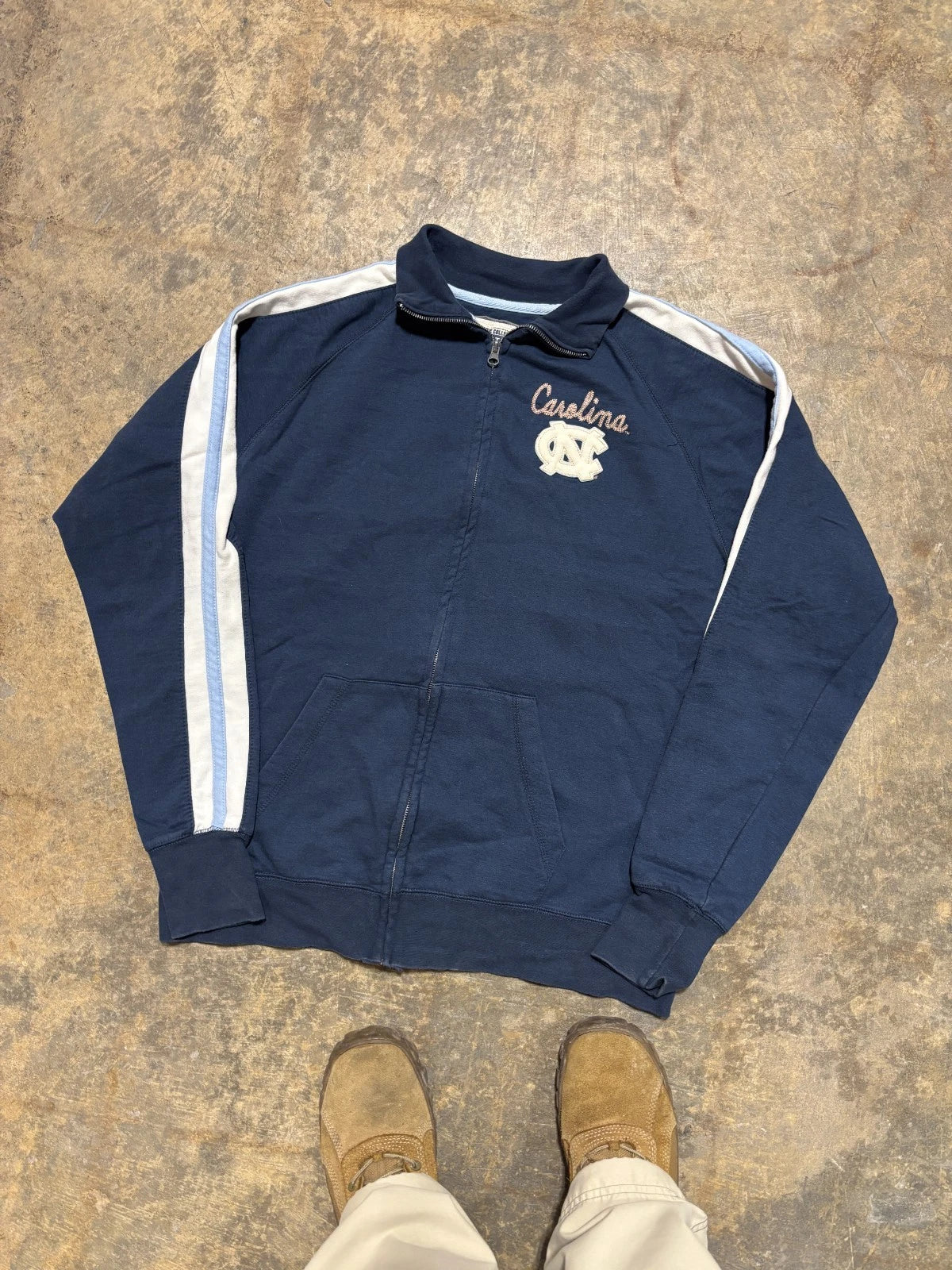 Vintage North Carolina Zip Up Sweater - NCAA Collegiate Sweatshirt - Size XL