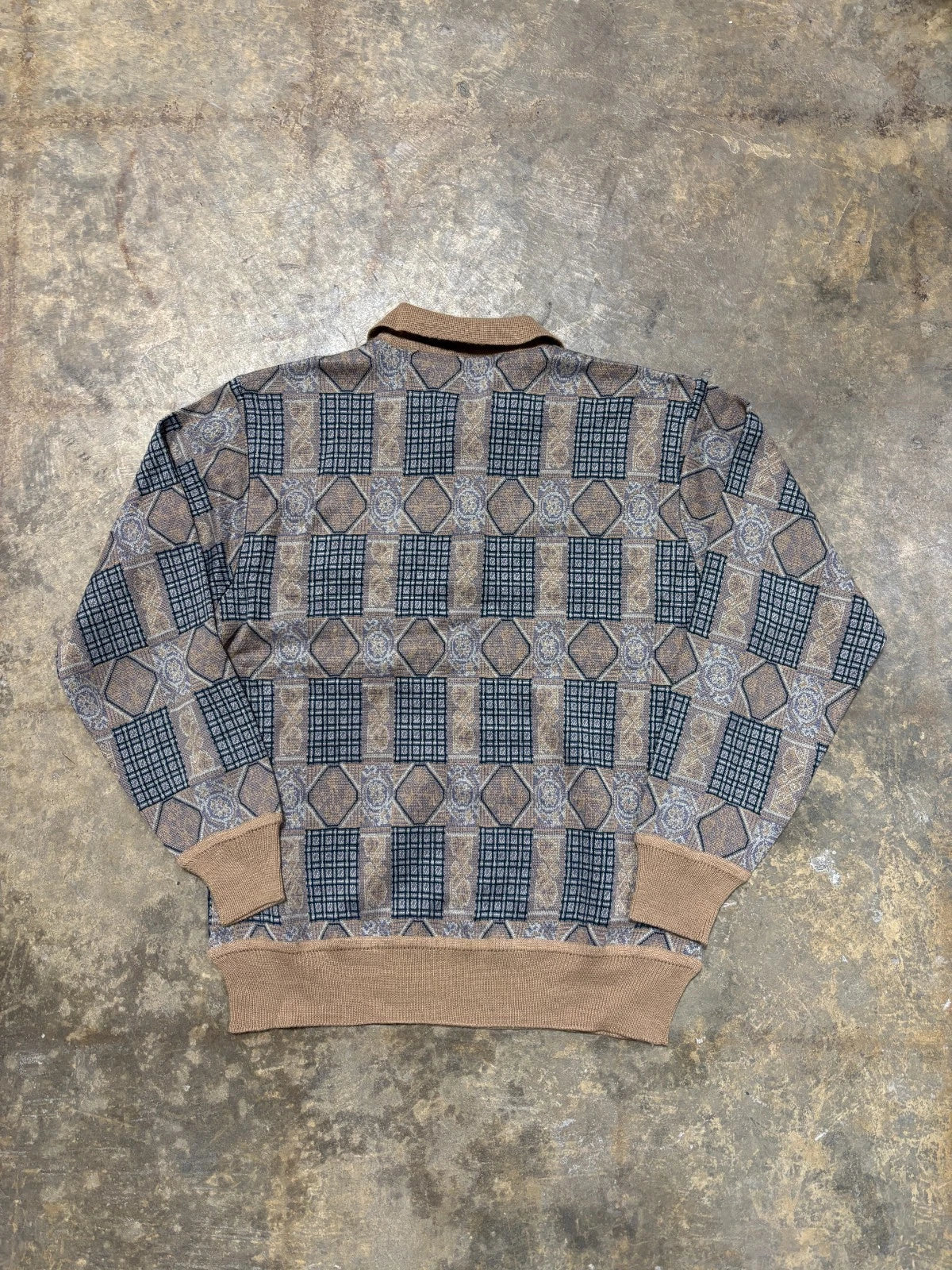 Vintage Quarter Button Knit Sweater / Jin Tai / Size Medium / Earth Tone Colors