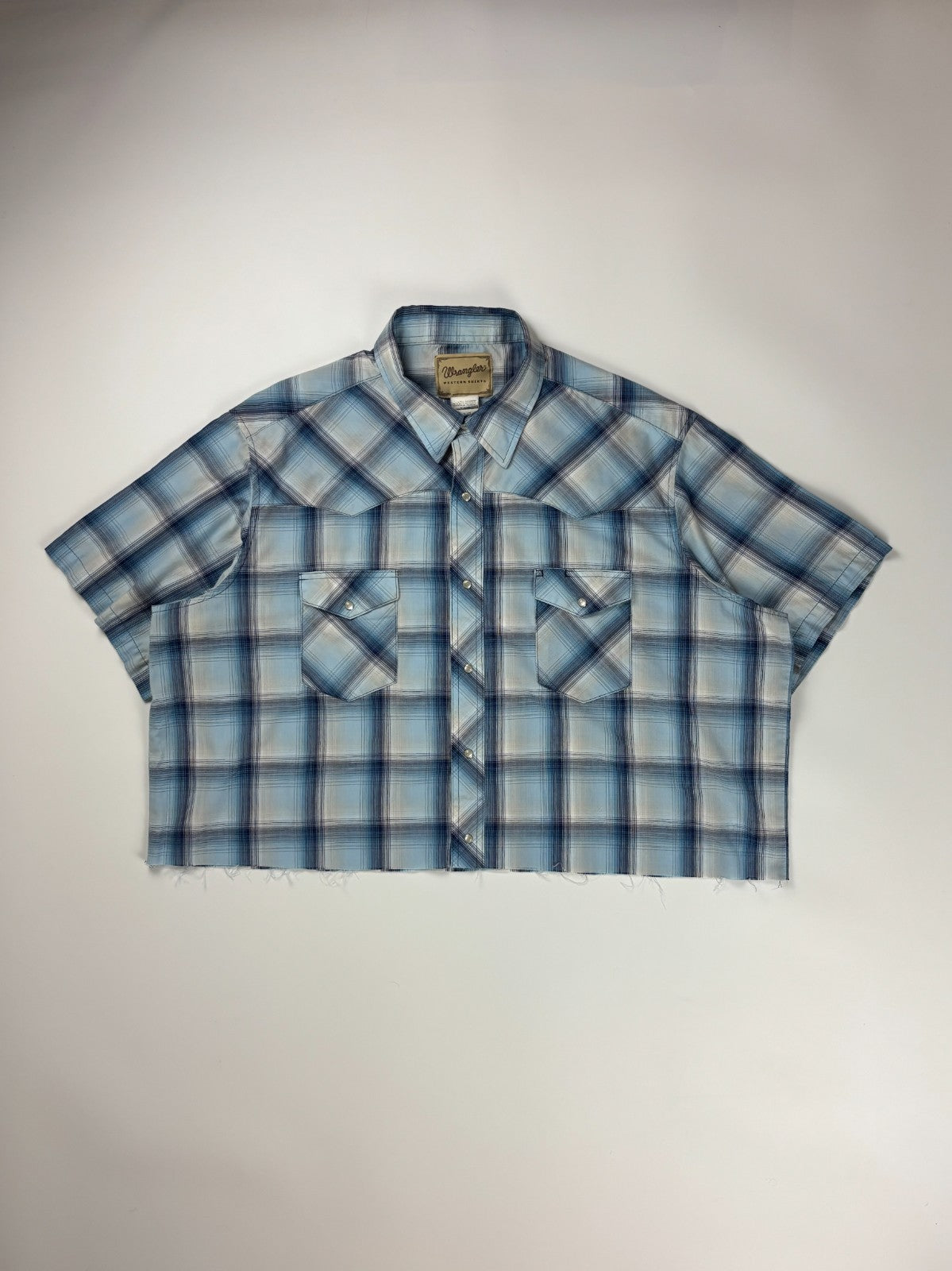 Vintage Wrangler Western Plaid Cropped Button Up Shirt