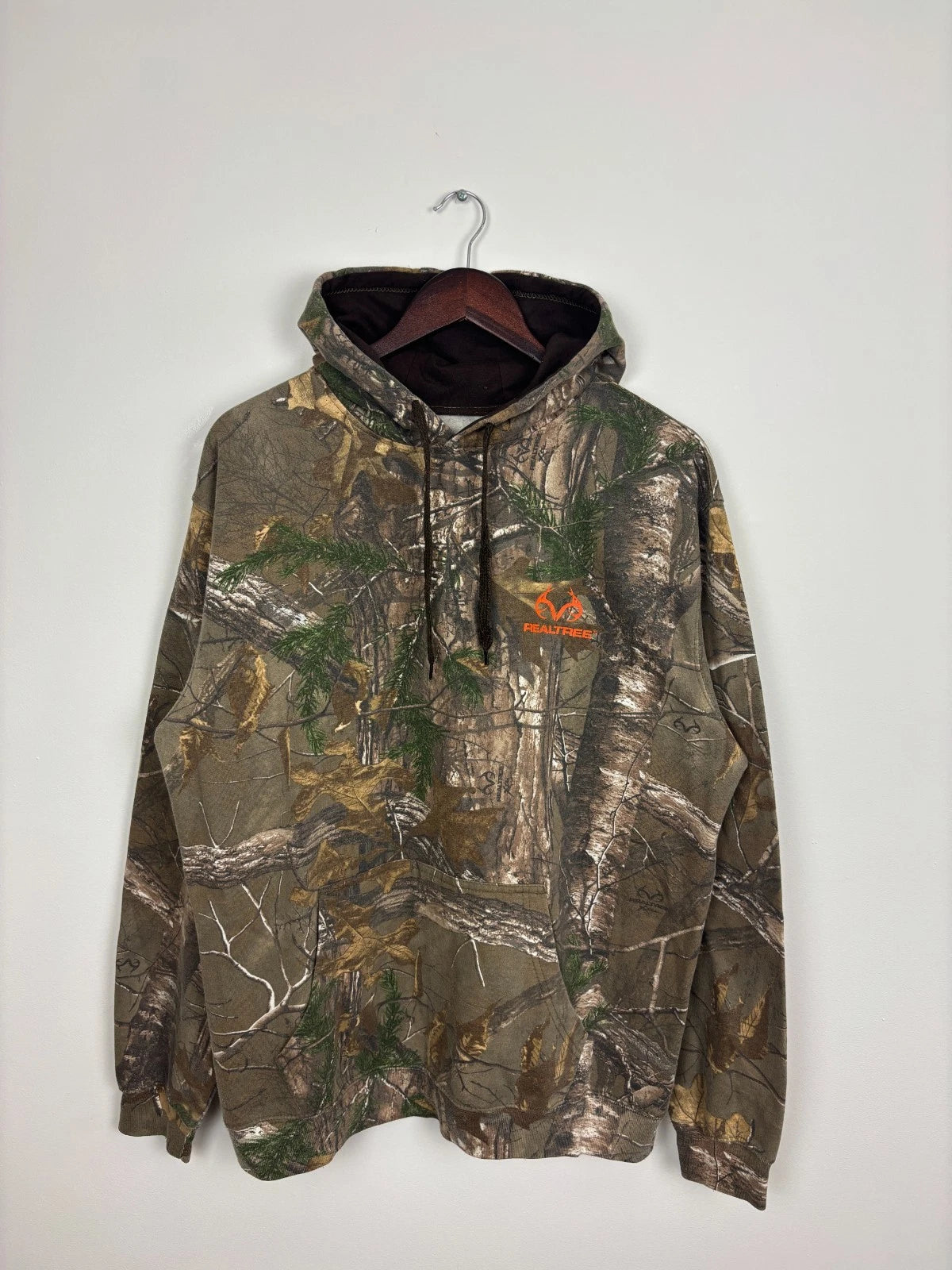 Vintage Real Tree Camo Hoodie - Green - Size Large