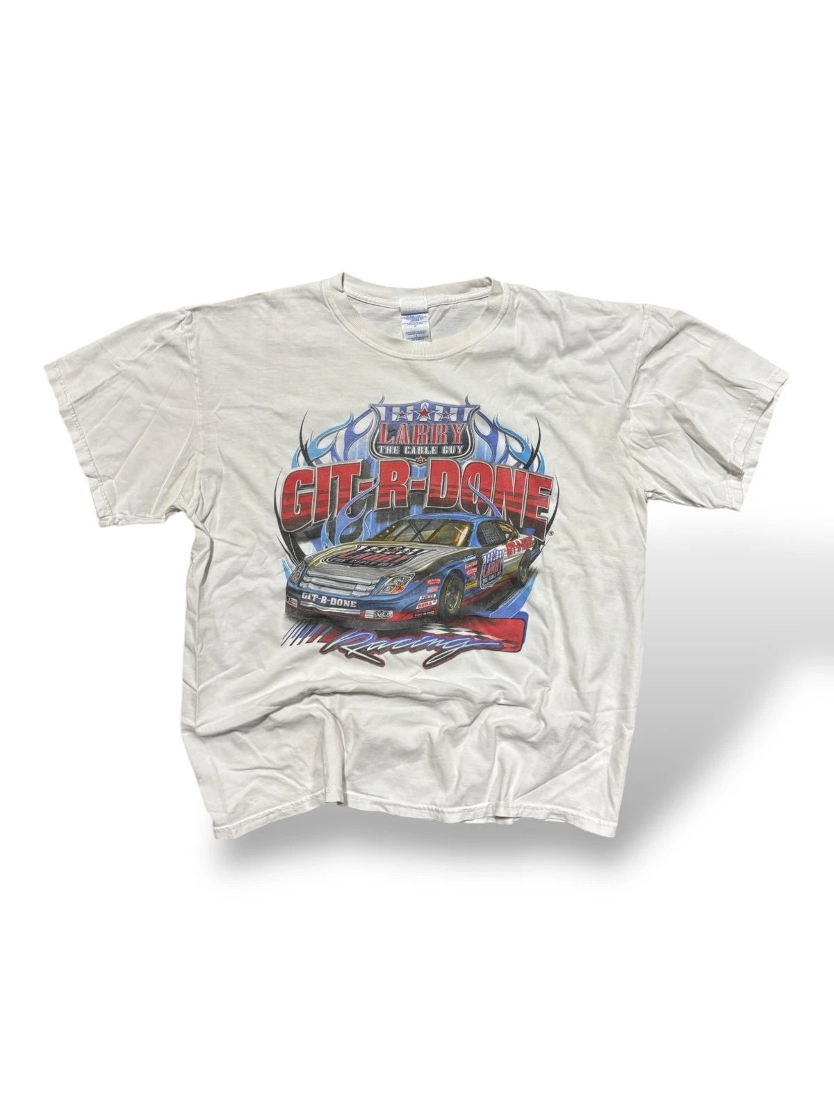 Vintage NASCAR Racing T-Shirt - Large - White Graphic Tee