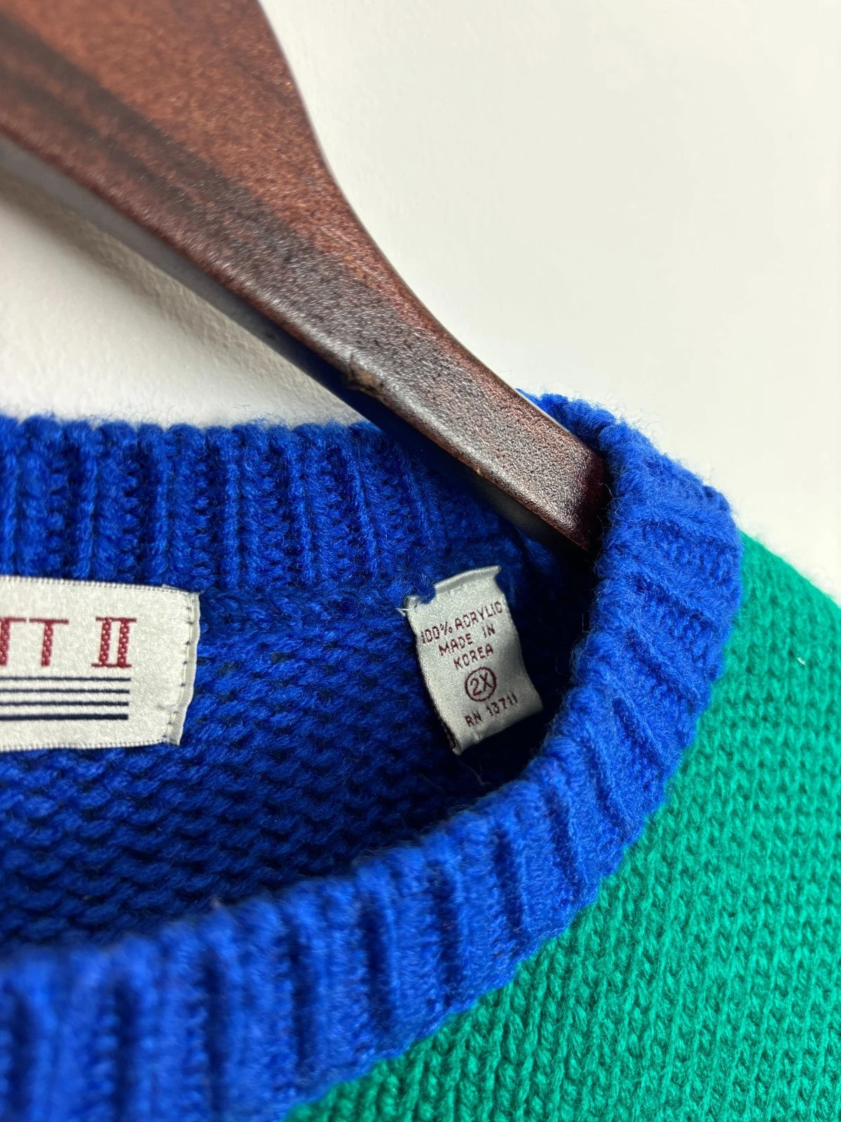 Vintage Christmas Knit Sweater - Green & Red Karen Scott Pullover - Size 2XL