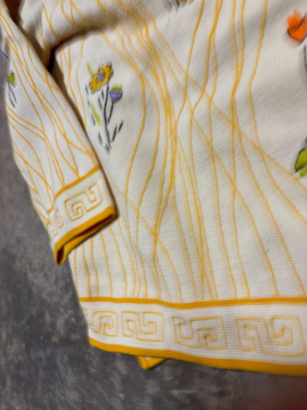 Vintage 1970s Italian Pure Wool Sweater / Size XXS / Beige / Hand Embroidered