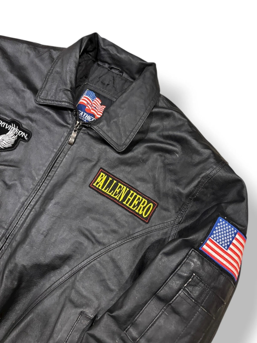 Vintage American Black Leather Jacket - XL - Insulated Bomber Coat