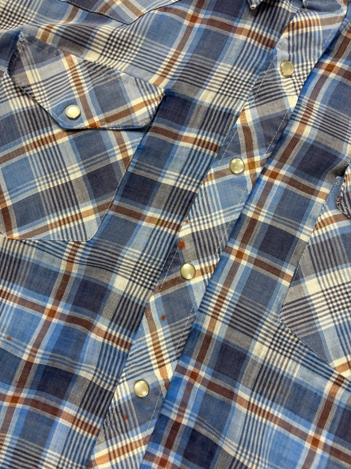 Vintage Western Plaid Cropped Button Up Shirt