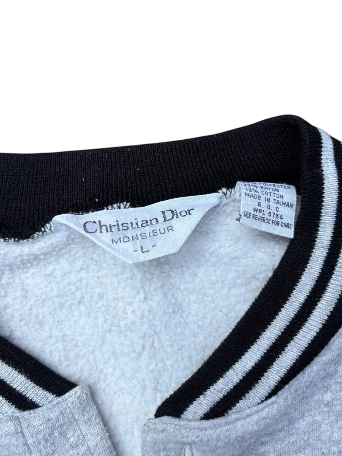 Vintage 1990s Christian Dior Sweatshirt - Large - Gray & Black Sweater