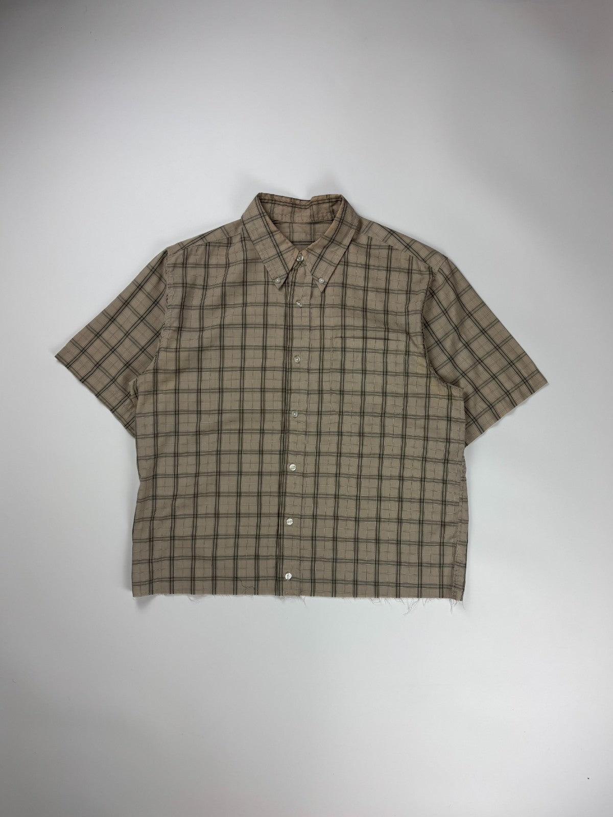 Vintage Plaid Cropped Button Up Shirt