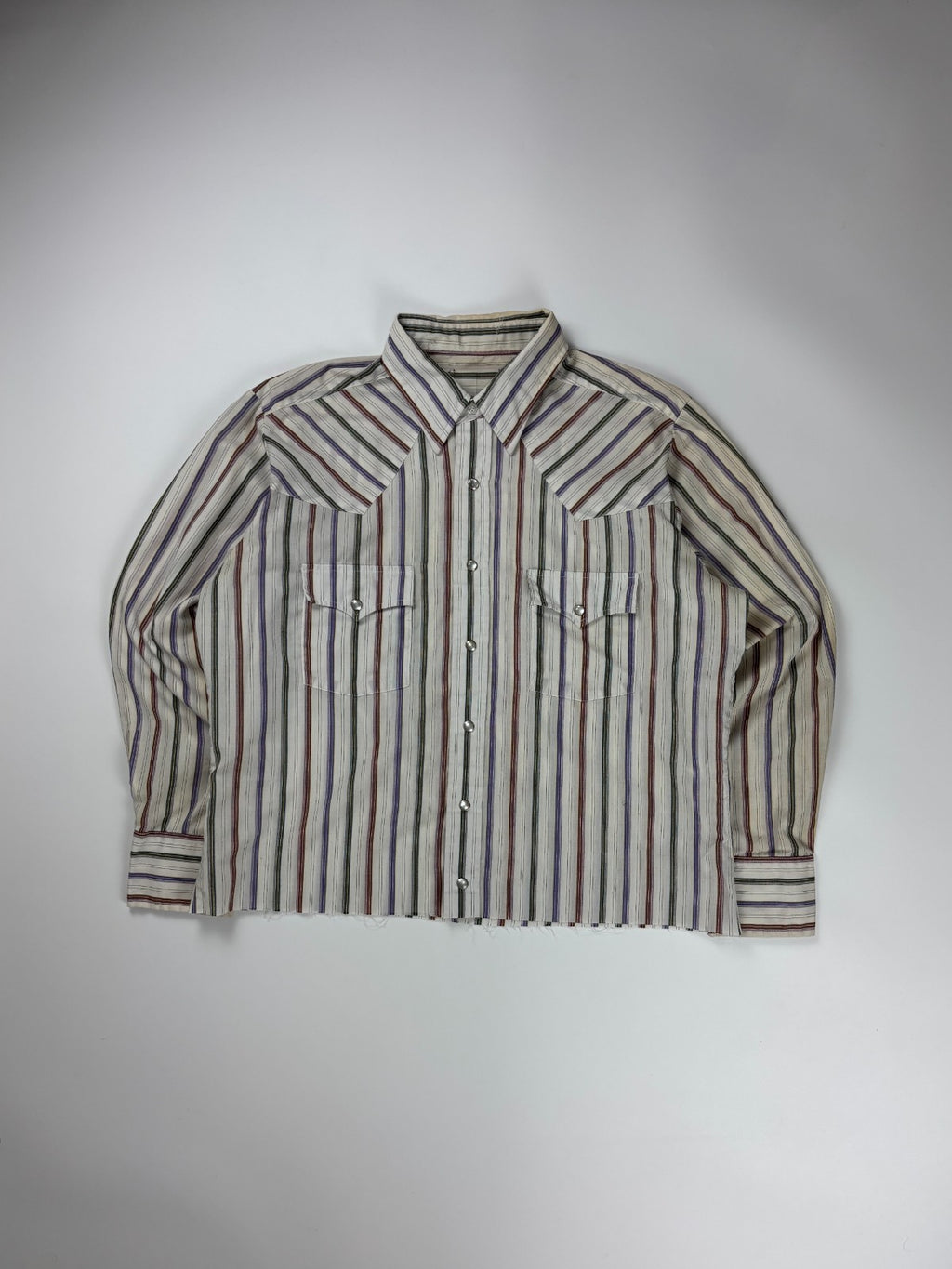 Vintage Western Striped Cropped Button Up Shirt