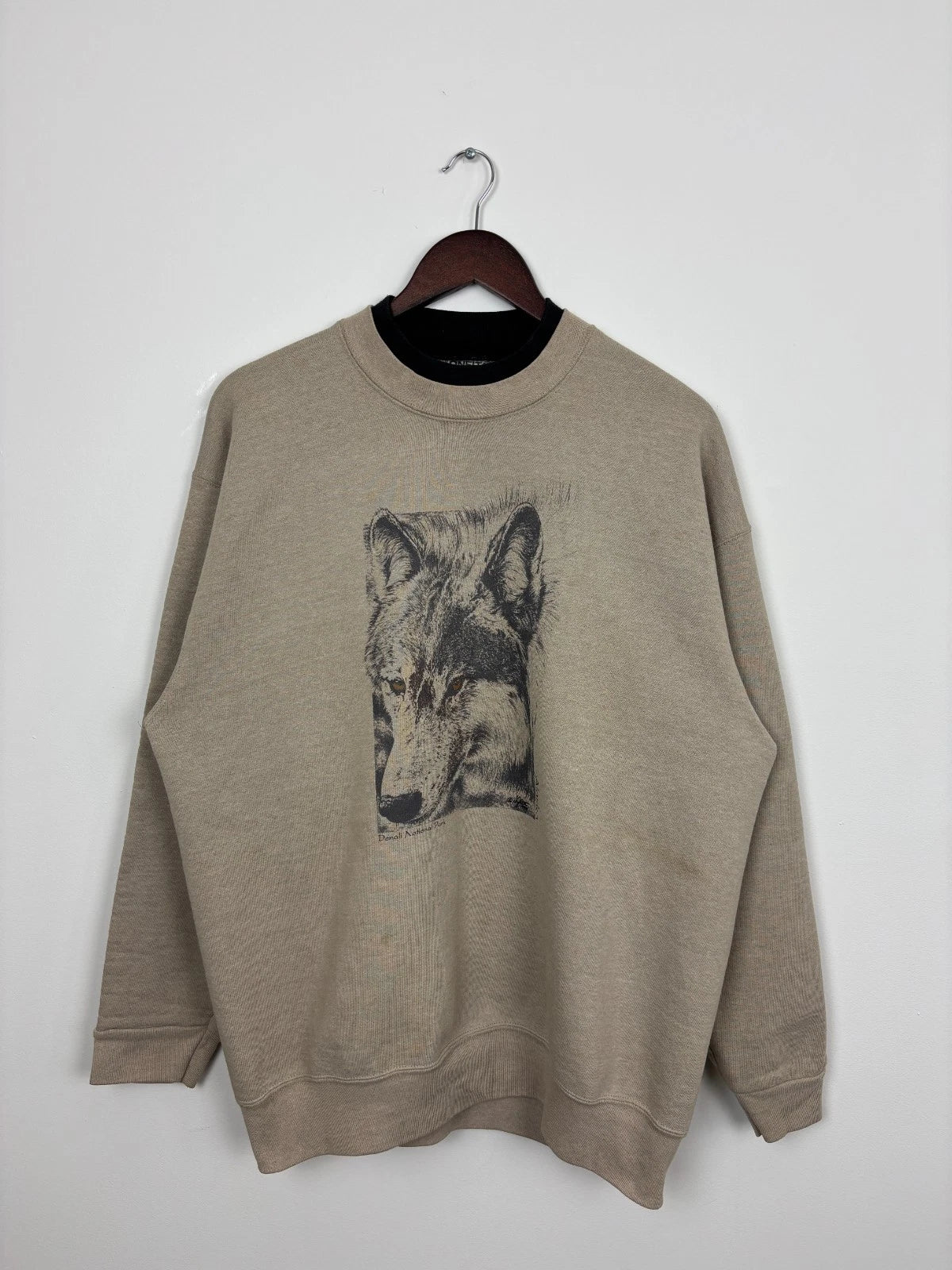 Vintage 1990s Brown Wolf Sweatshirt - Animal Graphic Sweater - Size XL