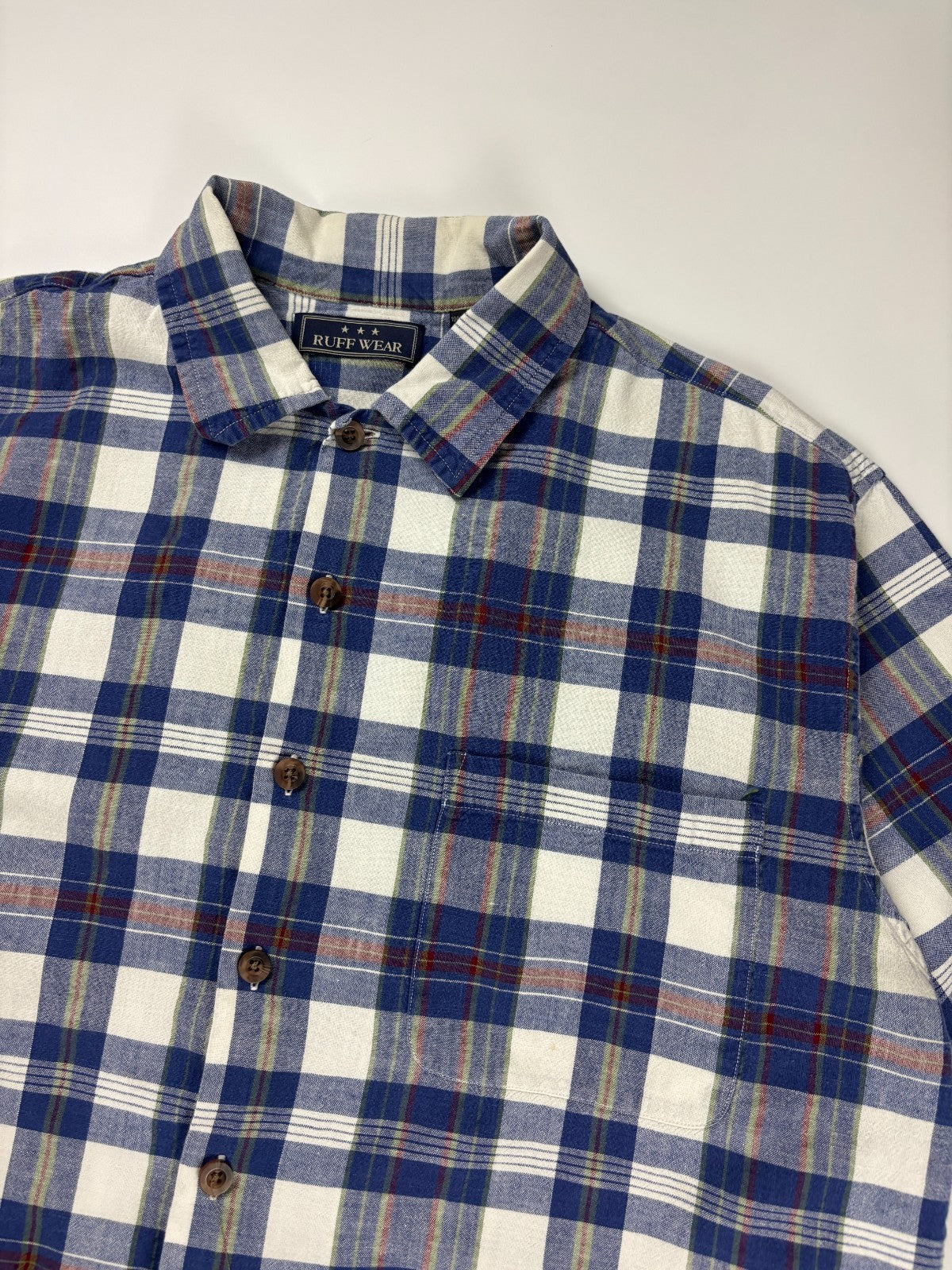 Vintage Ruff Wear Plaid Cropped Button Up Shirt