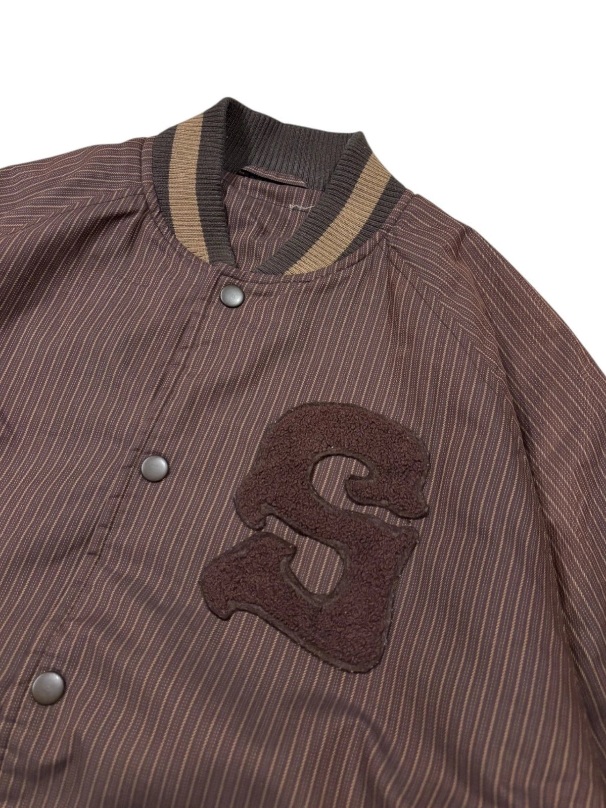 Vintage Y2K Stussy Bomber Jacket - Brown Button Up Coat - Size Medium