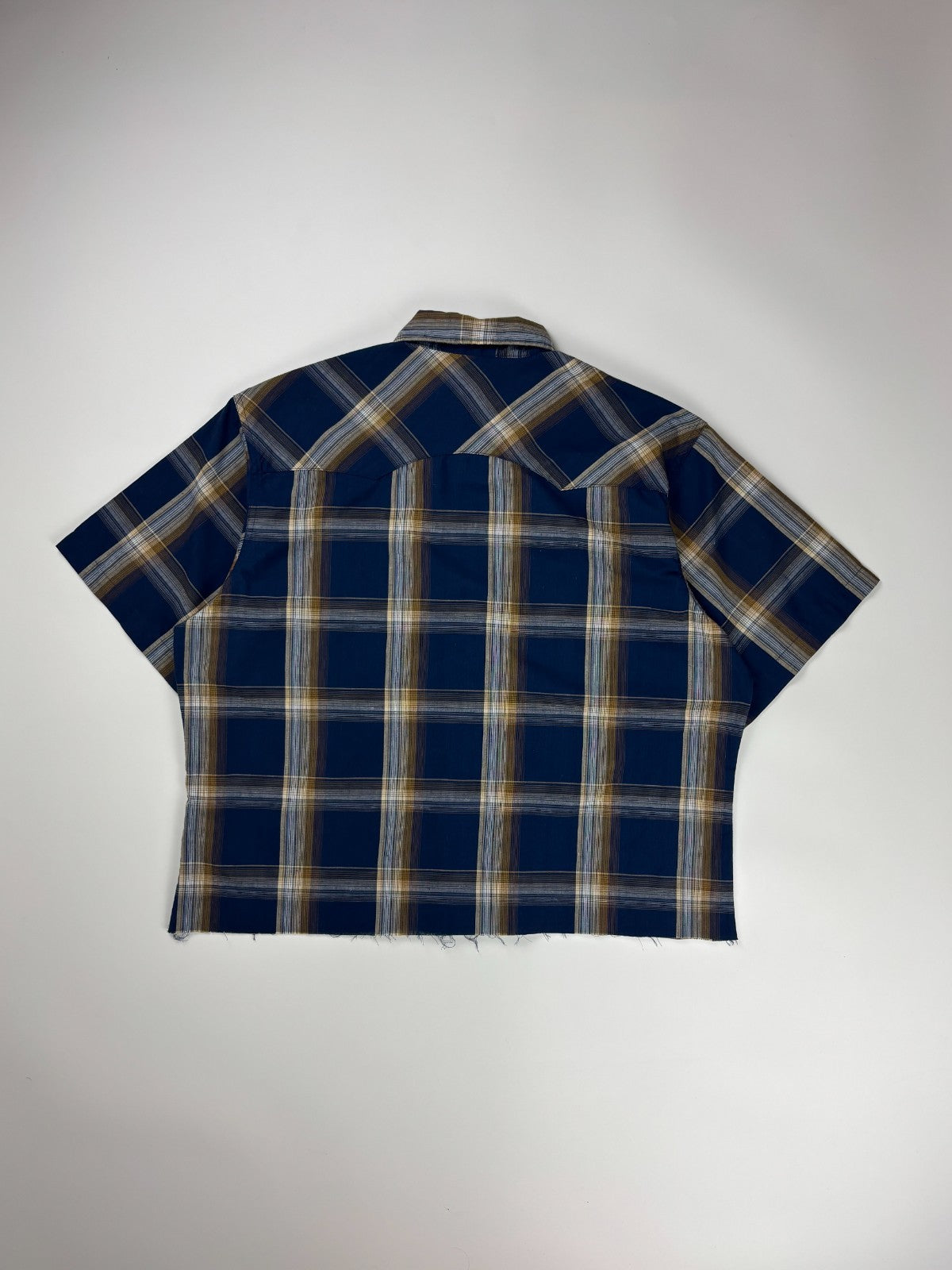 Vintage Western Plaid Cropped Button Up Shirt