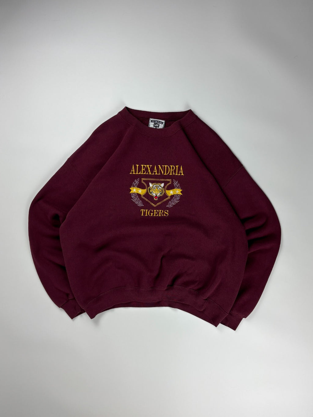 Vintage Alexandria Tigers Sweatshirt Animal Crewneck Embroidered Large Burgundy