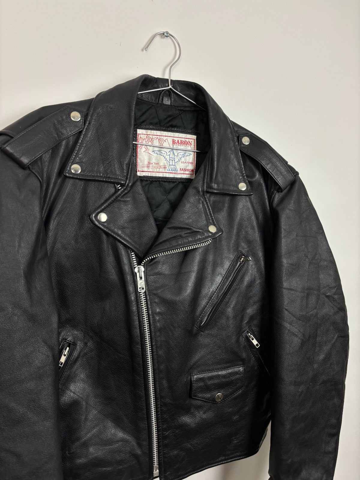 1990s Vintage Baron Biker Leather Jacket