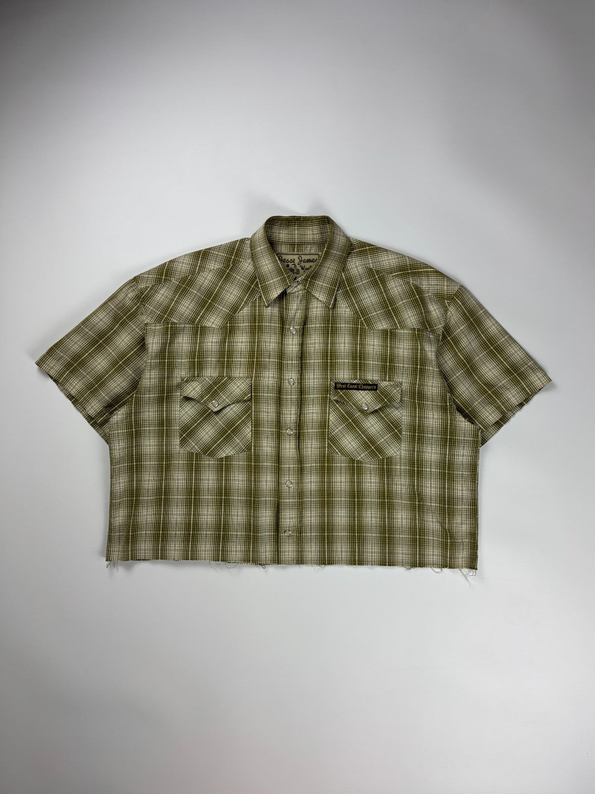 Vintage West Coast Choppers Plaid Cropped Button Up Shirt