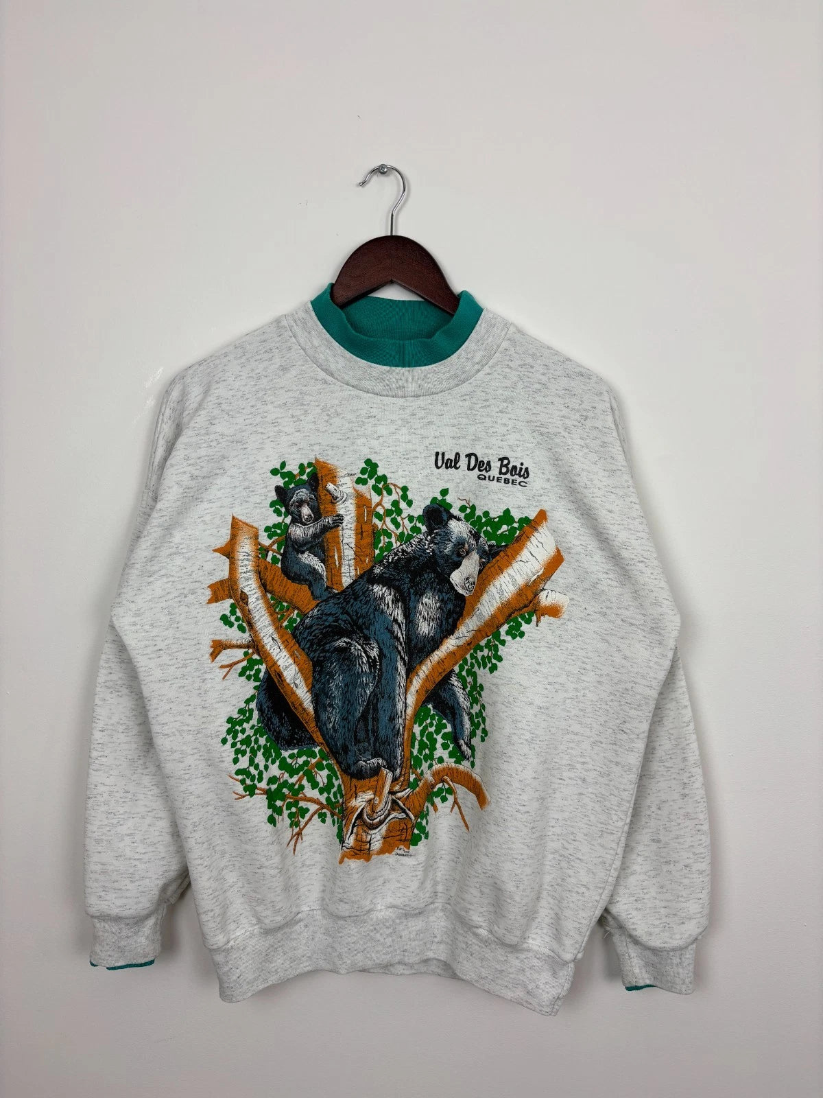 Vintage 1990s Black Bear Sweatshirt - Gray Cute Animal Graphic - Size Medium