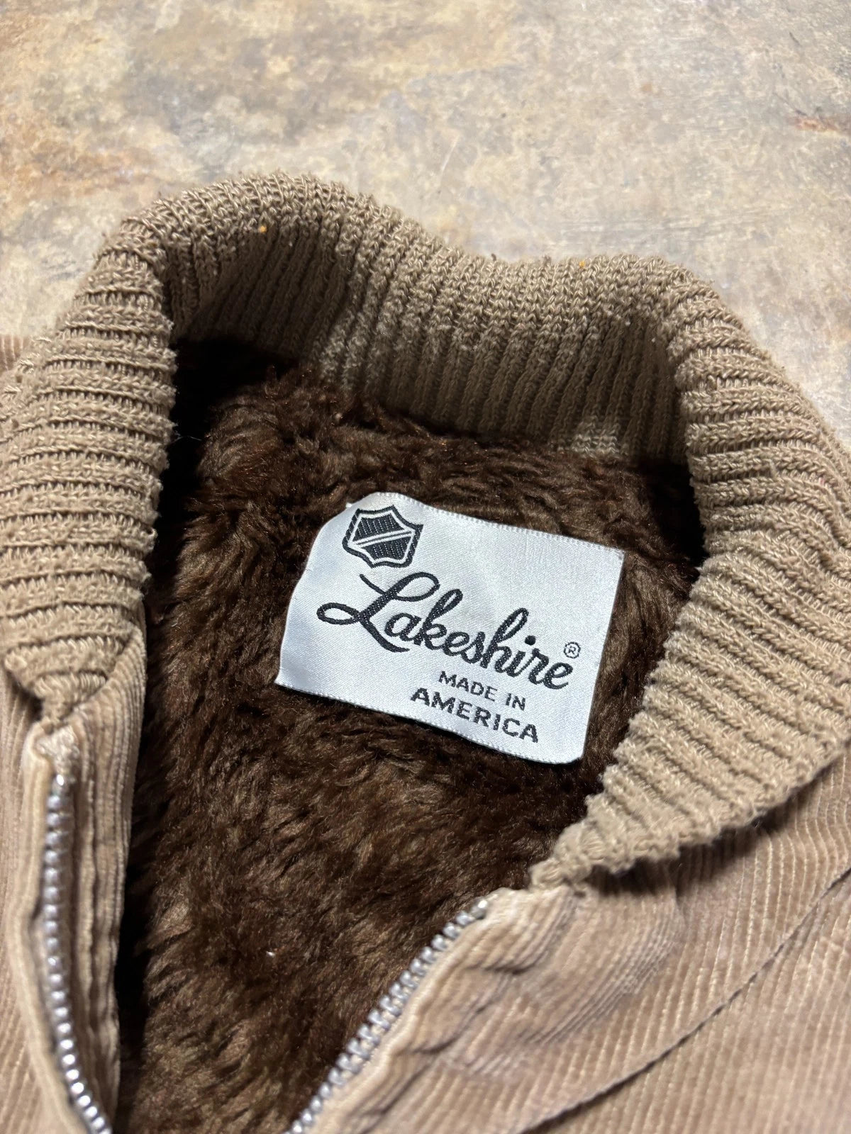 Vintage 1980s Lakeshire Corduroy Bomber Jacket / Fur Zip Up Coat / Size Medium