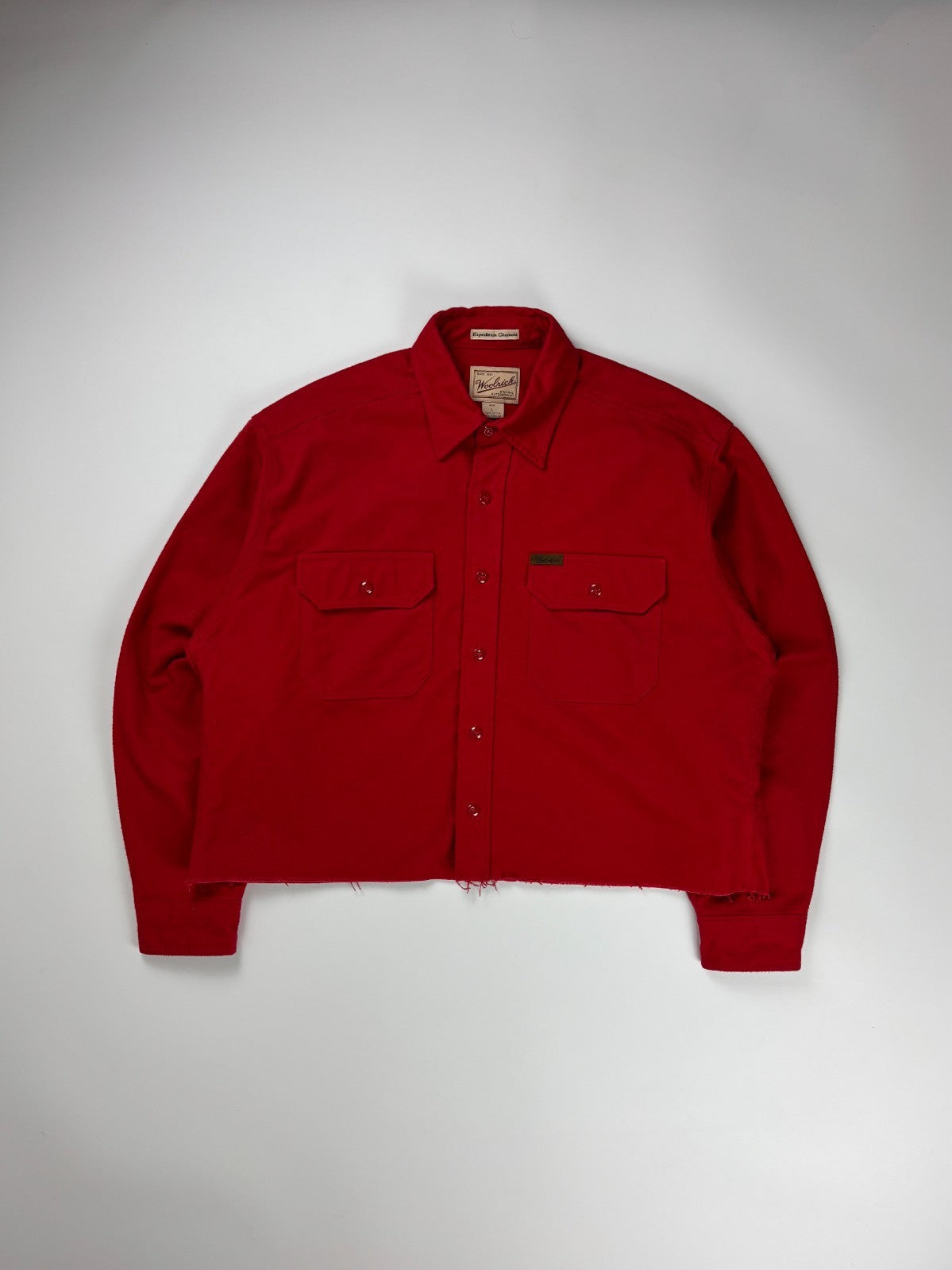 Vintage Woolrich Solid Cropped Button Up Shirt