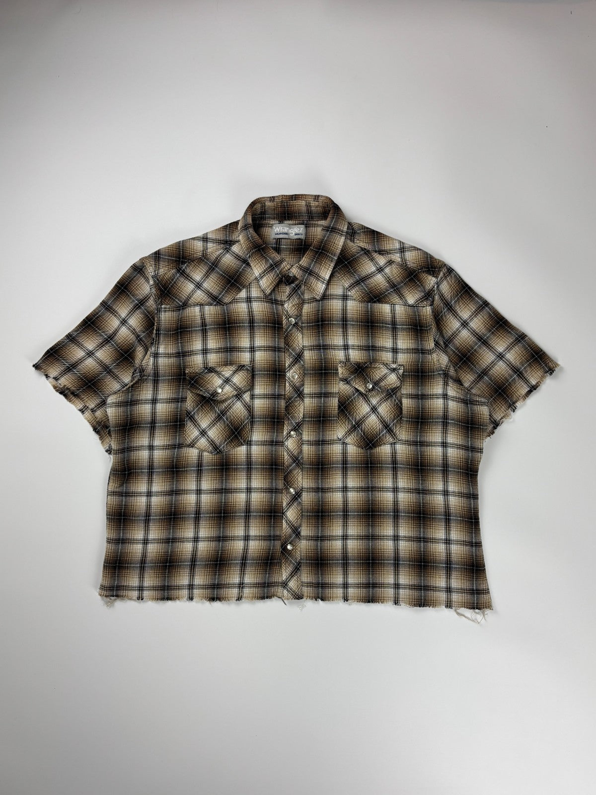Vintage Wrangler Plaid Cropped Button Up Shirt