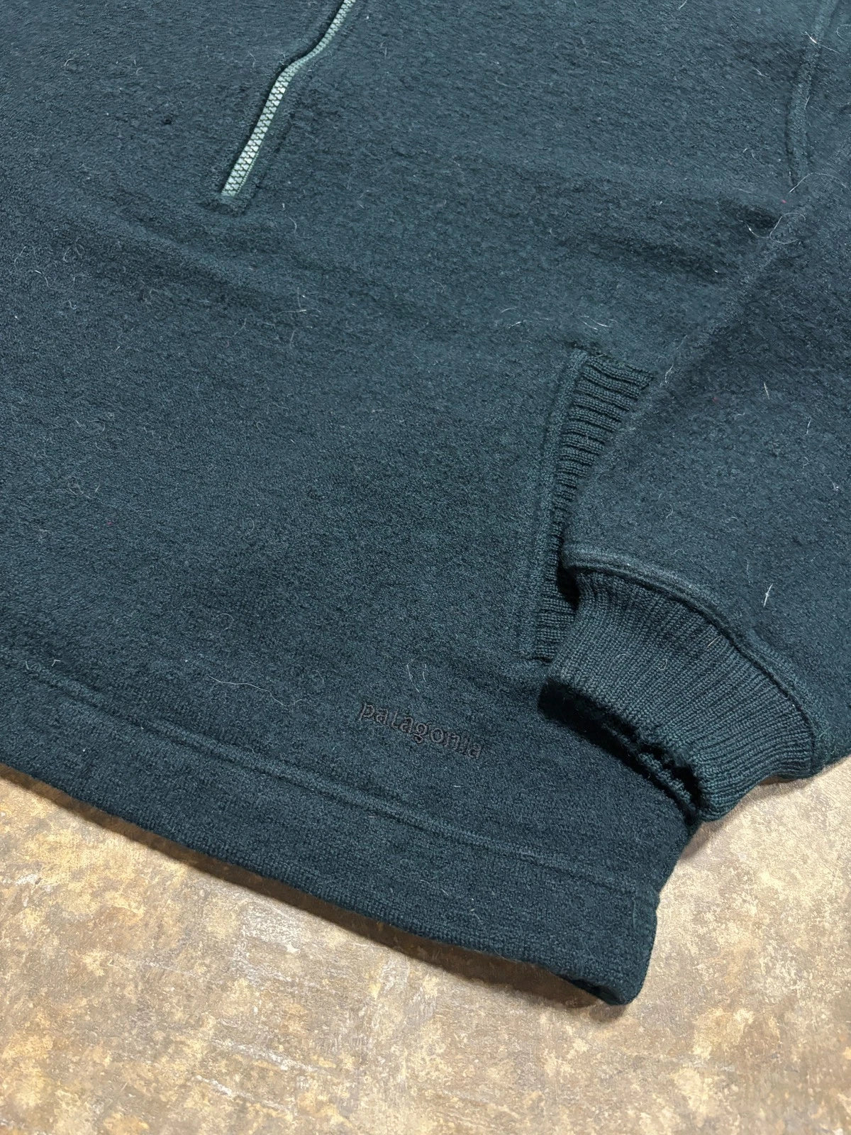 Vintage Patagonia Wool Sweater - Half Zip Up Pullover - Size Large Forest Green