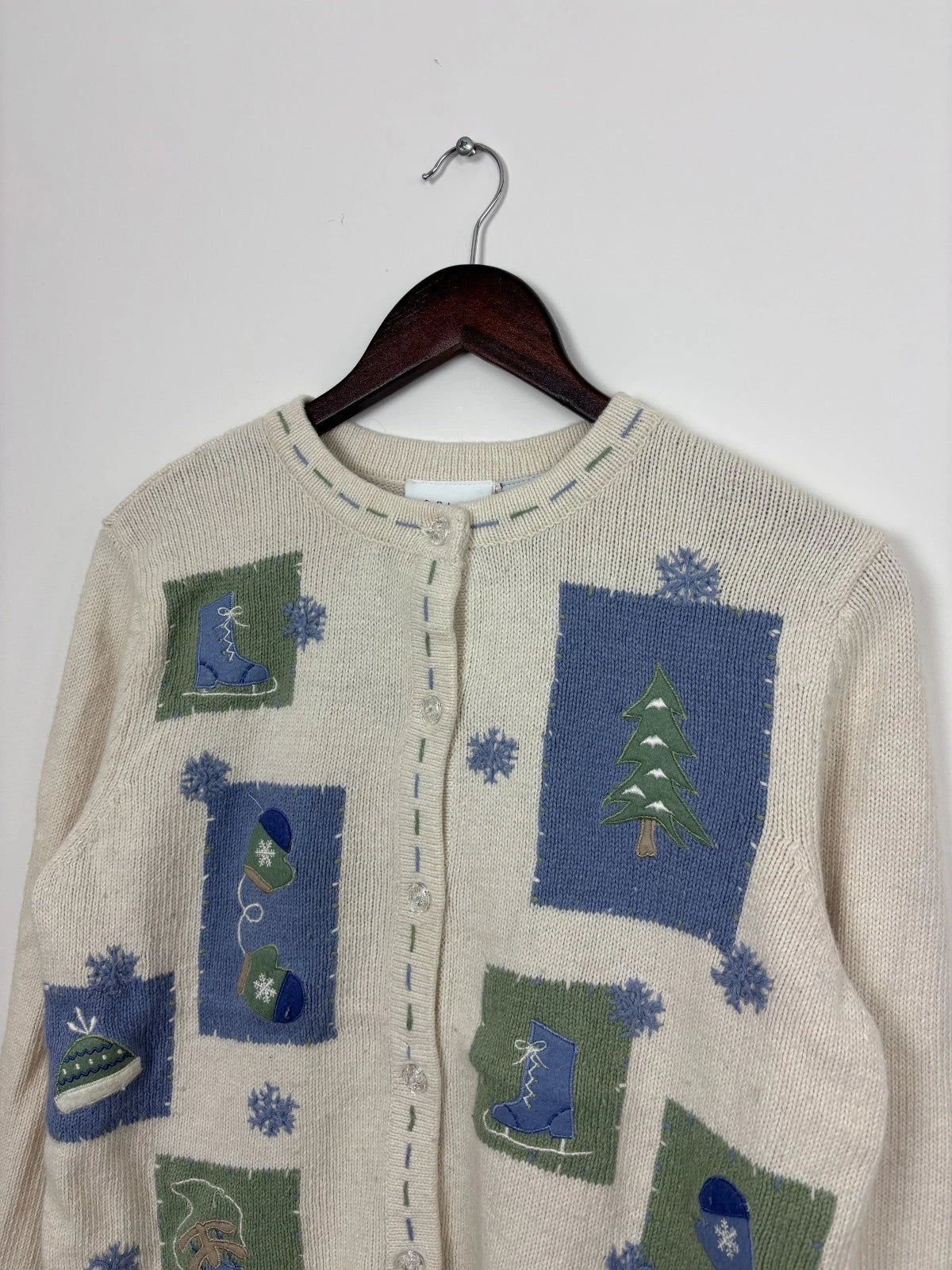 Vintage White Christmas Knit Sweater - Croft & Barrow - Size Small