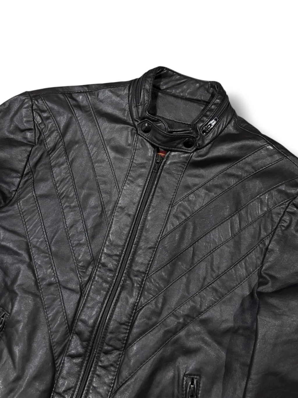 Vintage 1990s Black Leather Jacket - Small - Sergio Valente Insulated Coat