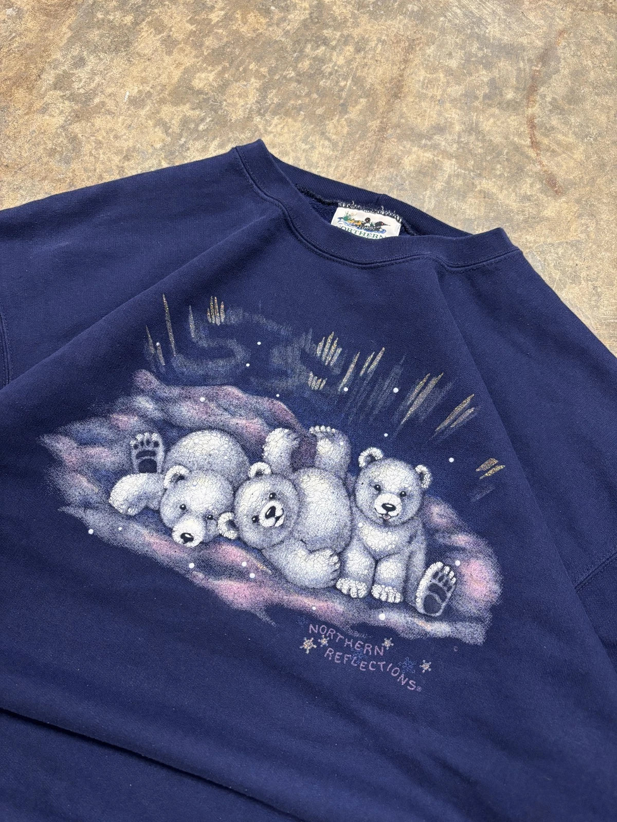 Vintage 1990s Polar Bears Sweatshirt - Northen Reflections Sweater - Size Large
