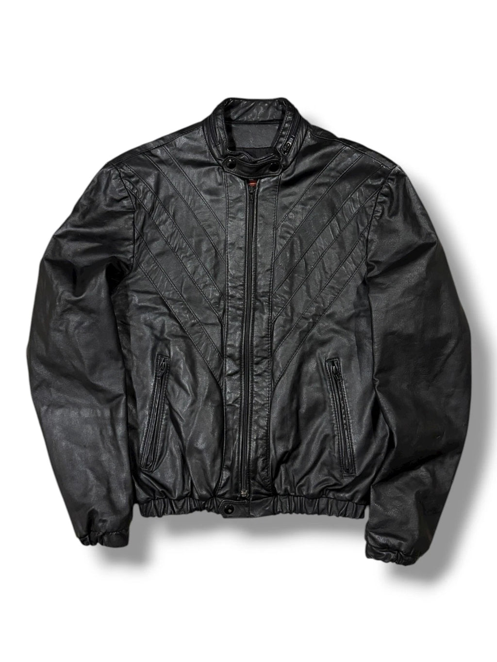 Vintage 1990s Black Leather Jacket - Small - Sergio Valente Insulated Coat