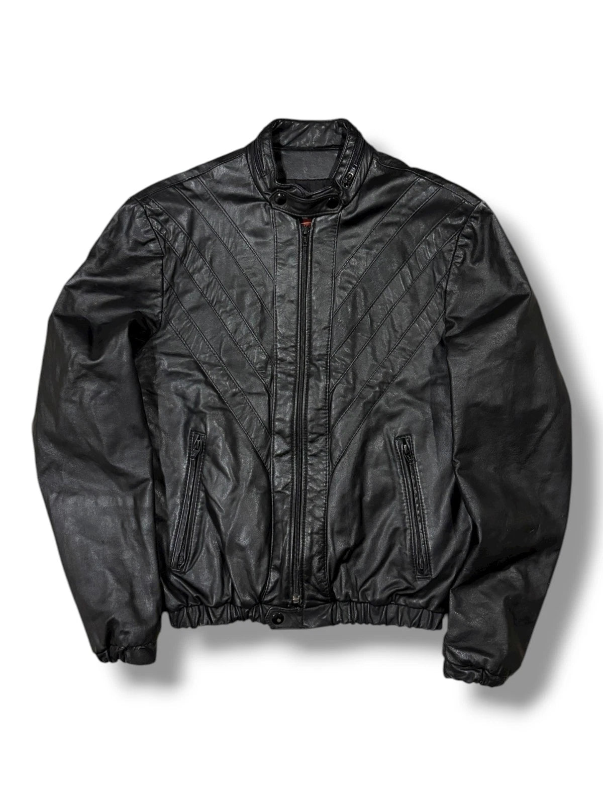 Vintage 1990s Black Leather Jacket - Small - Sergio Valente Insulated Coat