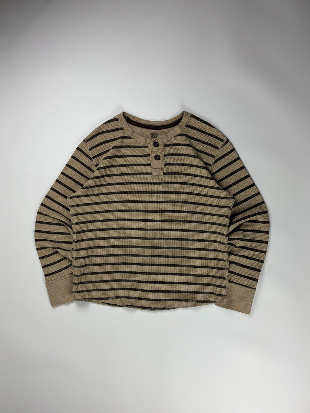 Vintage Henley Striped Cropped Thermal Shirt